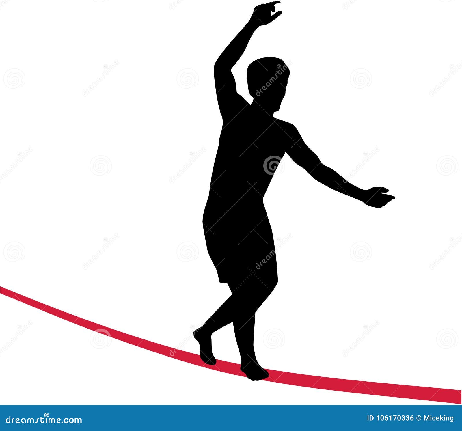 Slackline on red wire stock vector. Illustration of walker 106170336