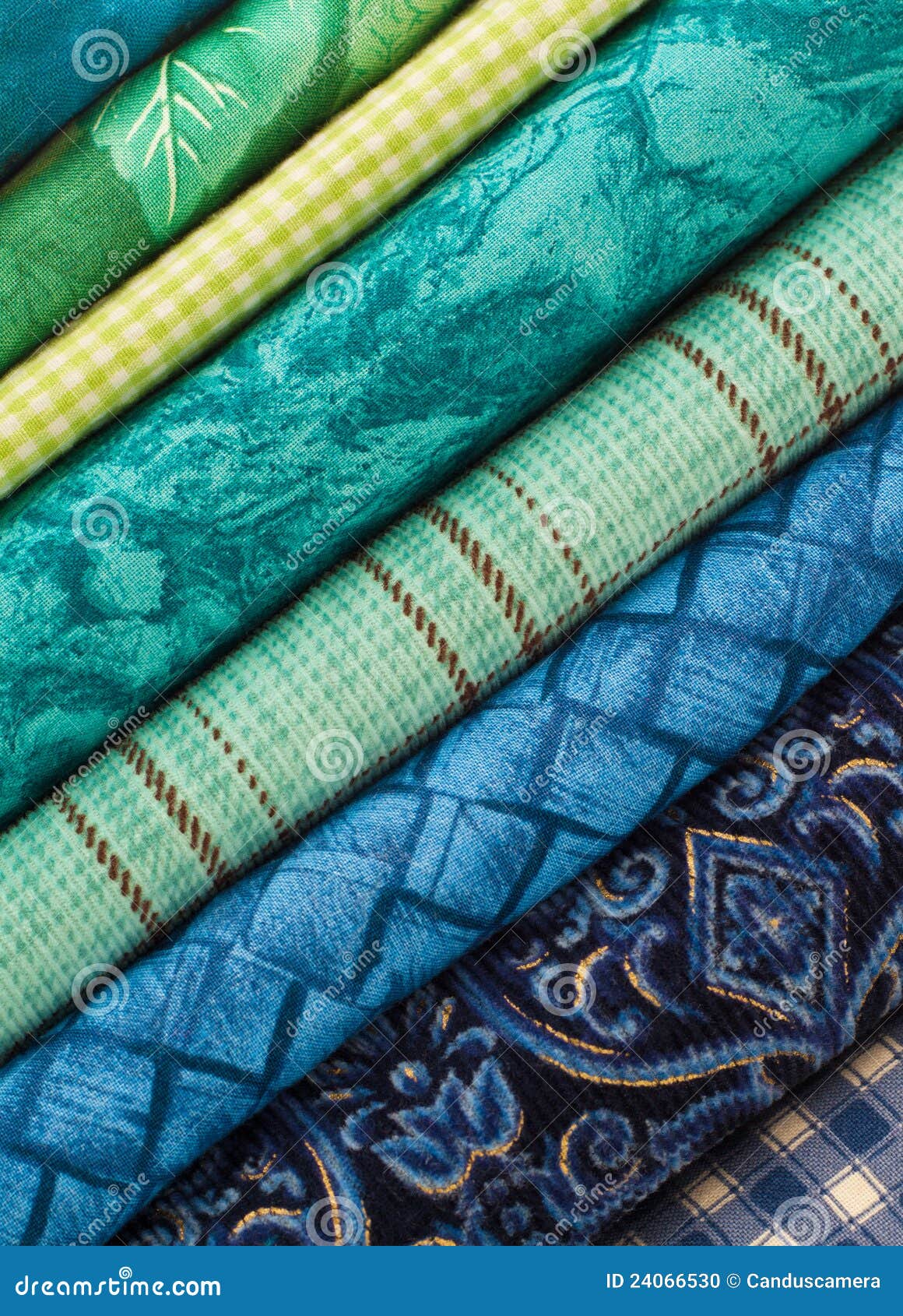 Slanted Stack of Blue and Green Fabrics Stock Photo Image of marbled