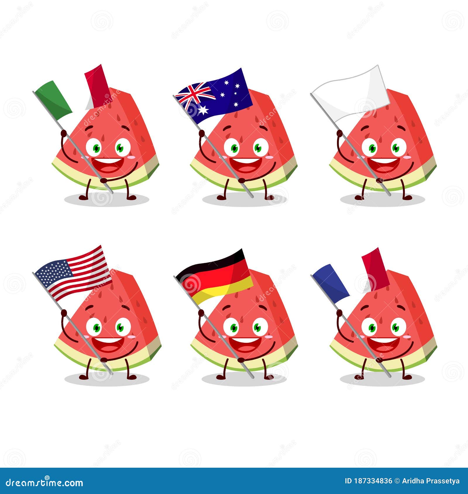 Slash Del Personaje De Dibujos Animados De La Sandía Trae Banderas De  Varios Países Ilustración del Vector - Ilustración de divertido, feliz:  187334836