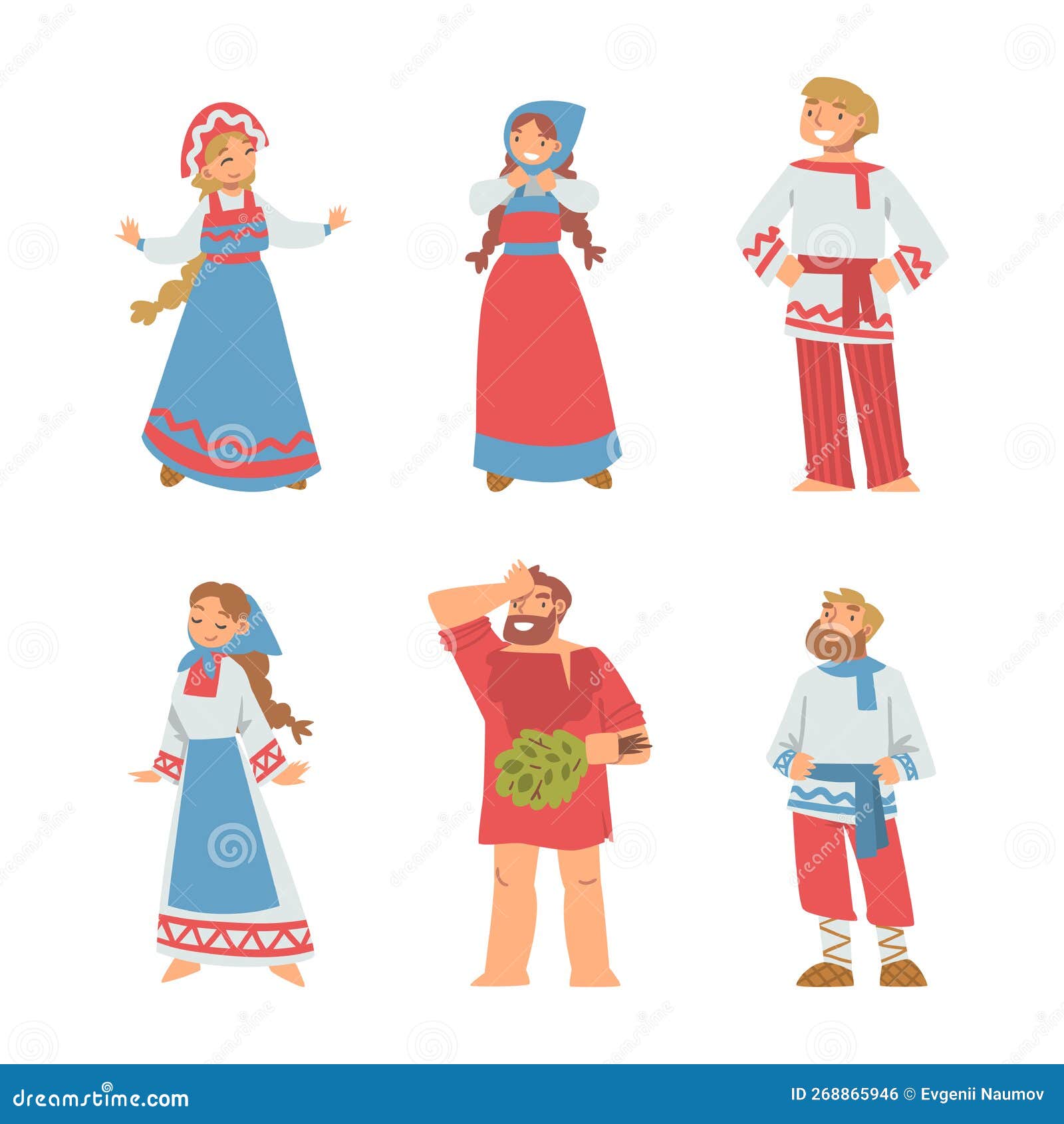 Slav or Slavonian People Character in Ethnic Clothing Vector Set Stock ...