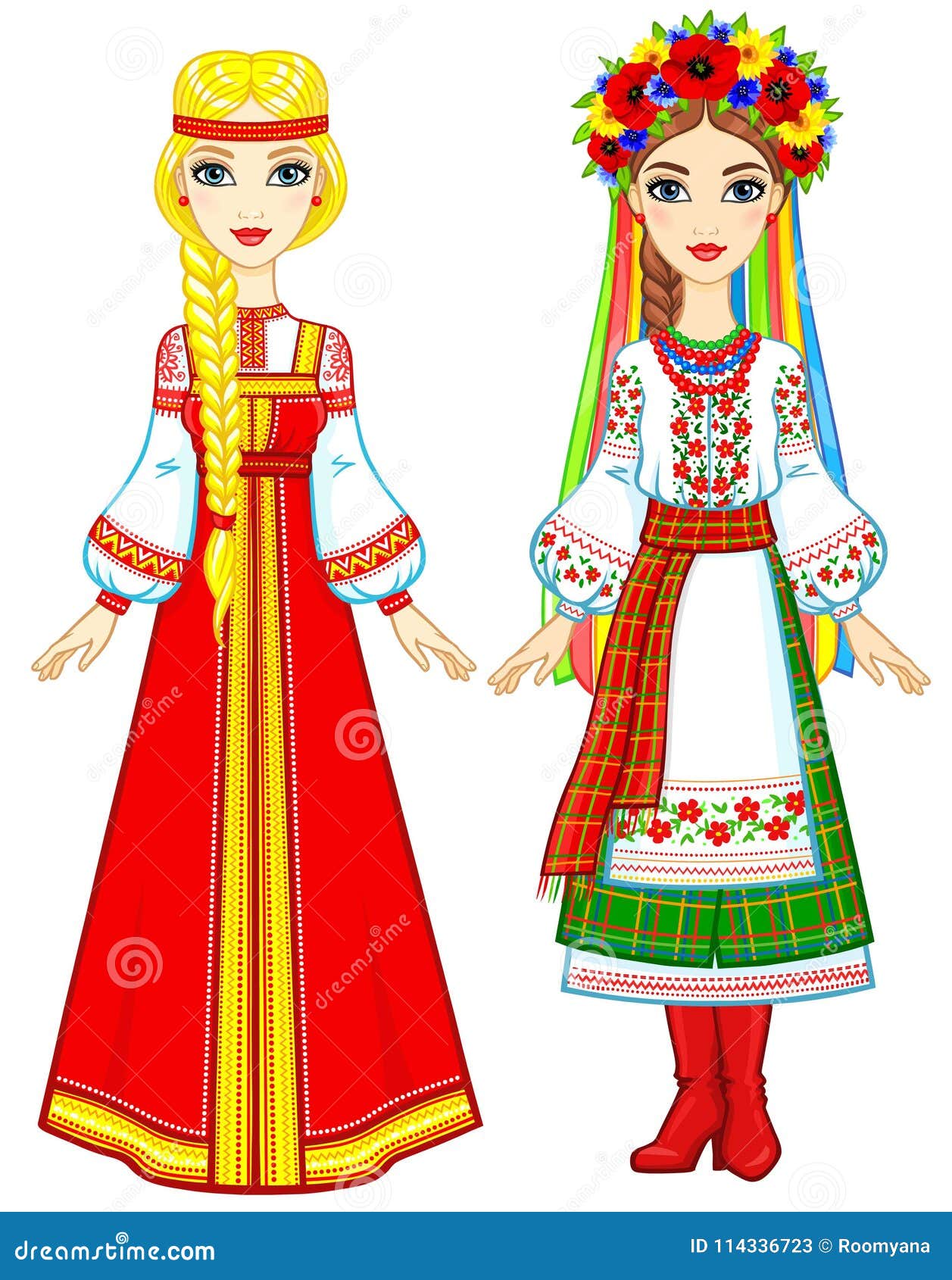 Slavic People. Animation Portrait of the Russian and Ukrainian Woman in ...