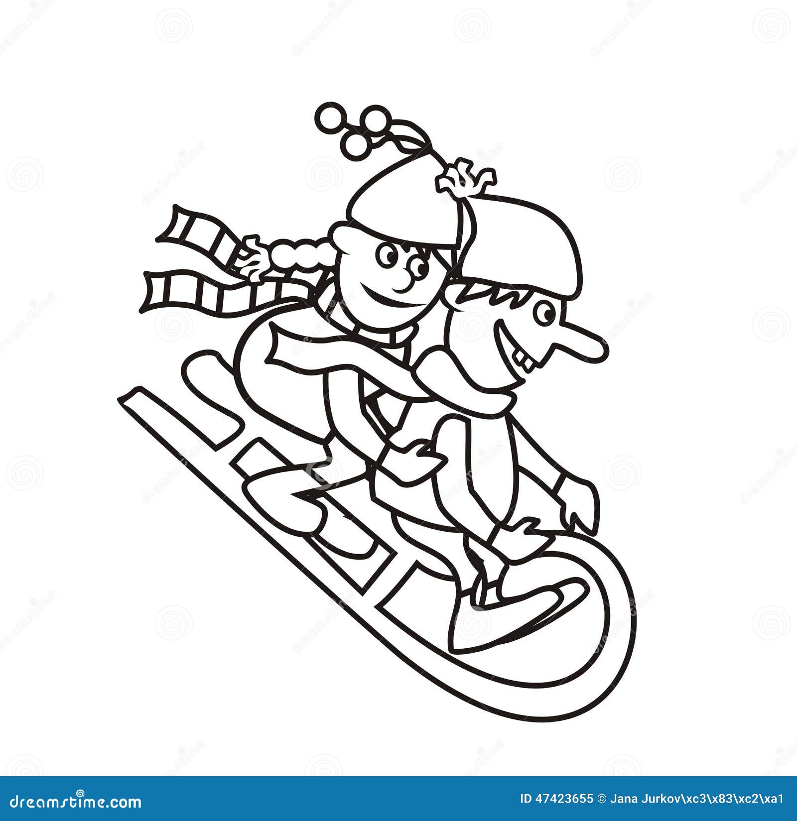 Children are sledding stock vector. Illustration of baby - 47423655