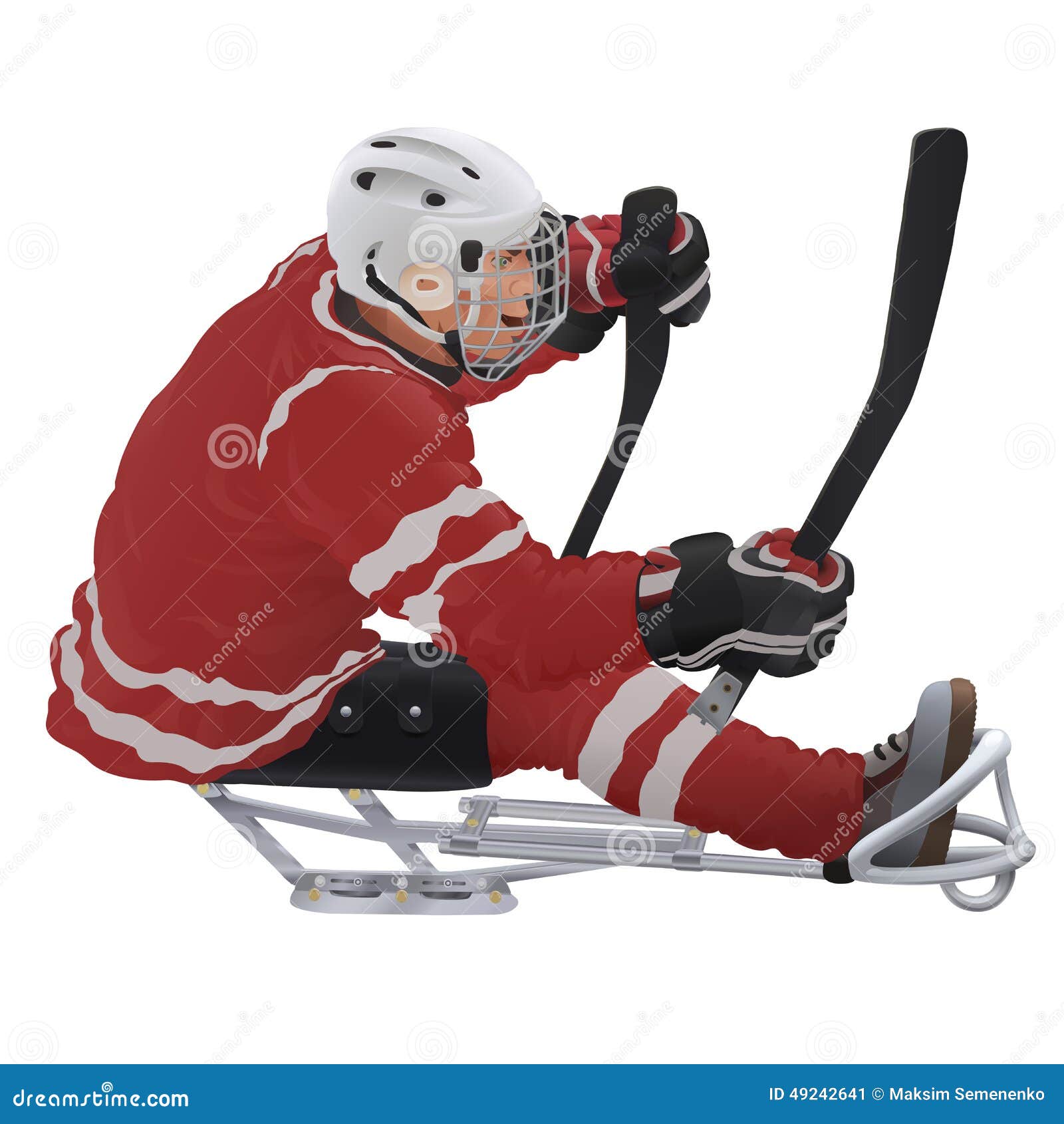 Paralympic Ice Sledge Hockey Icon. Element Of Disabled Human In Sport
