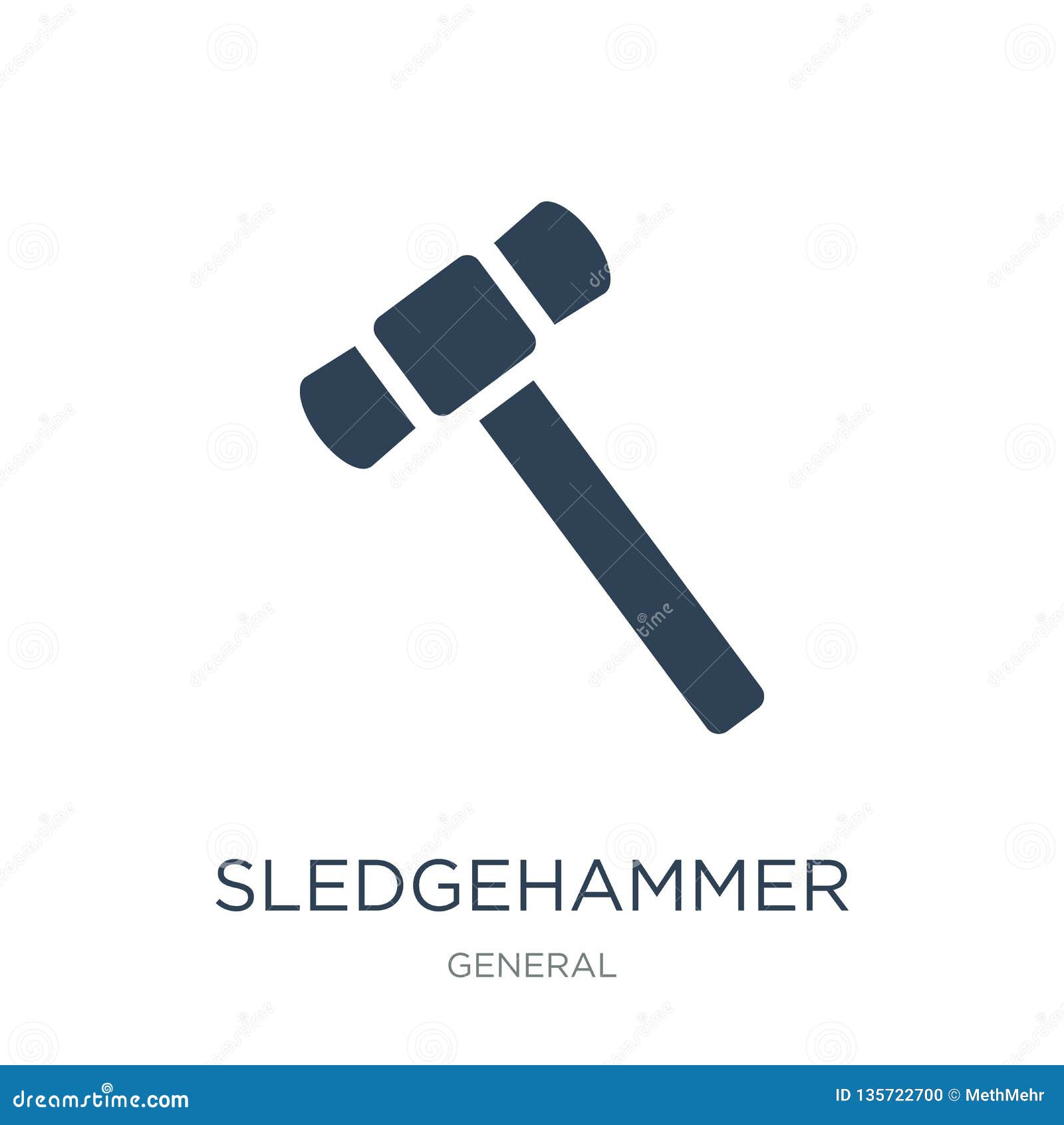 Sledgehammer Icon in Trendy Design Style. Sledgehammer Icon Isolated on