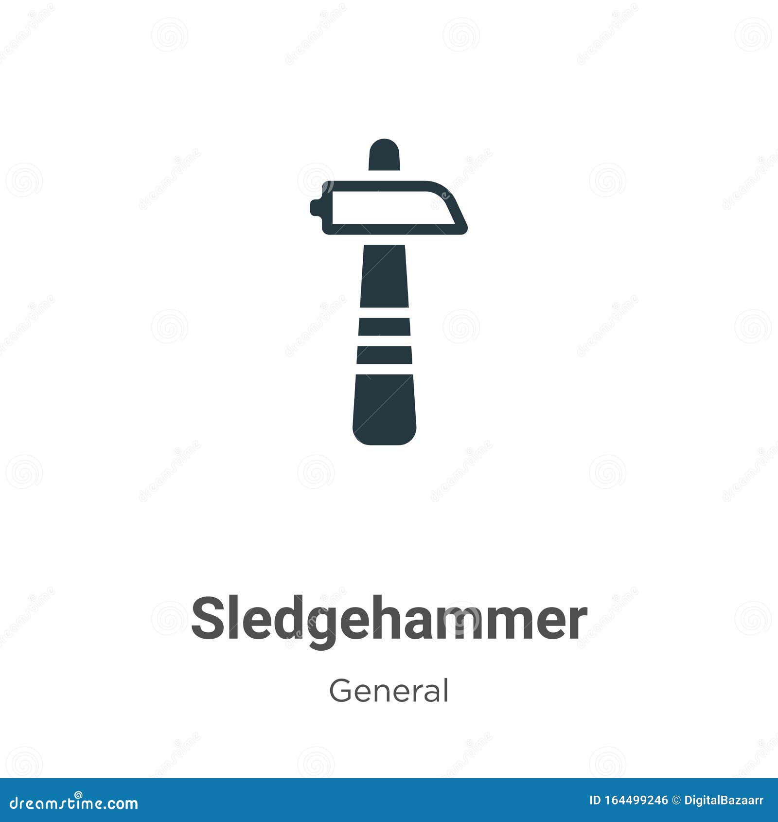 Sledgehammer Vector Icon on White Background. Flat Vector Sledgehammer