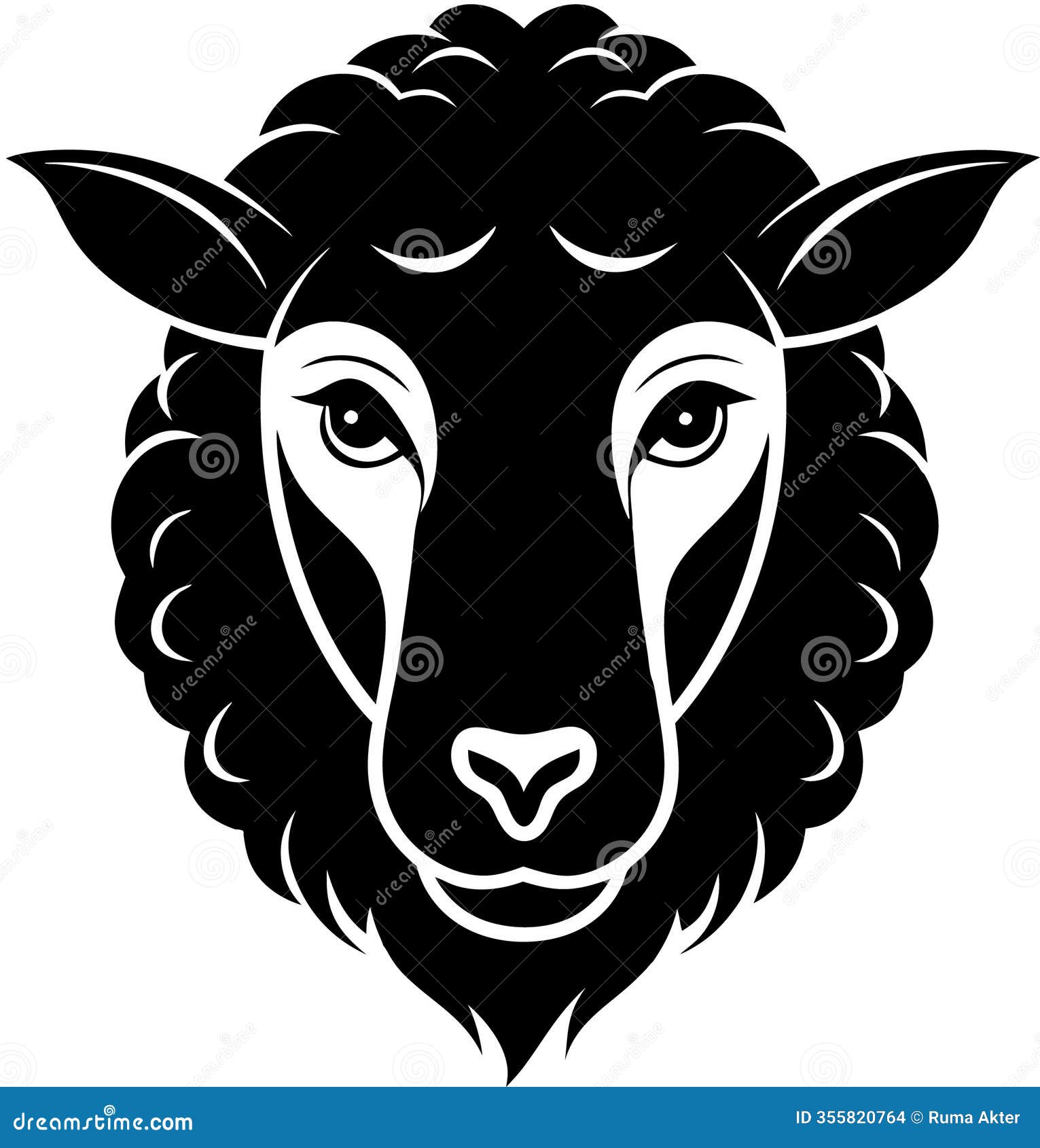 beautiful animal sheep head silhouette black color  artwork 