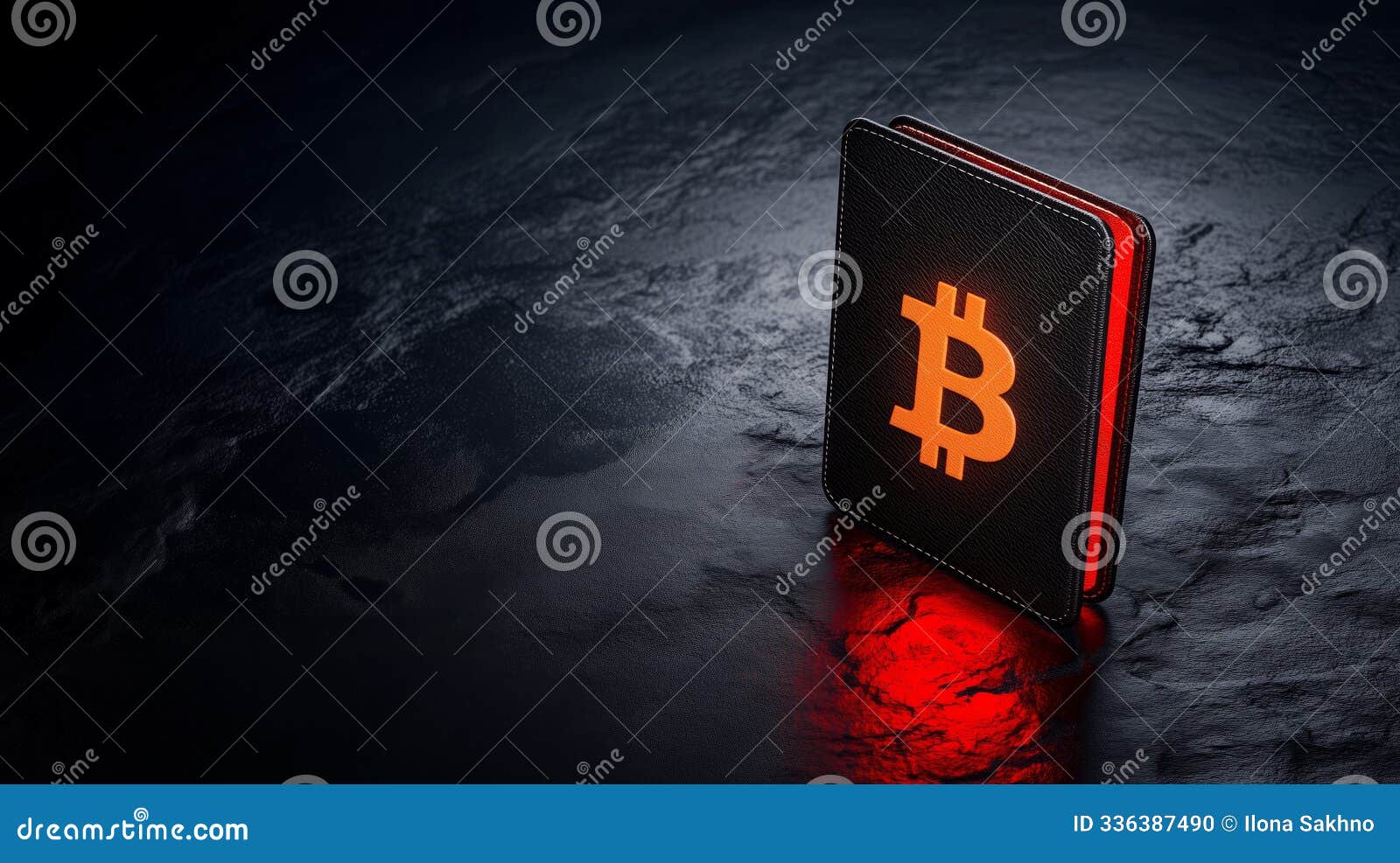 Black Bitcoin Wallet on Dark Surface Stock Illustration - Illustration of  financial, monetary: 336387490