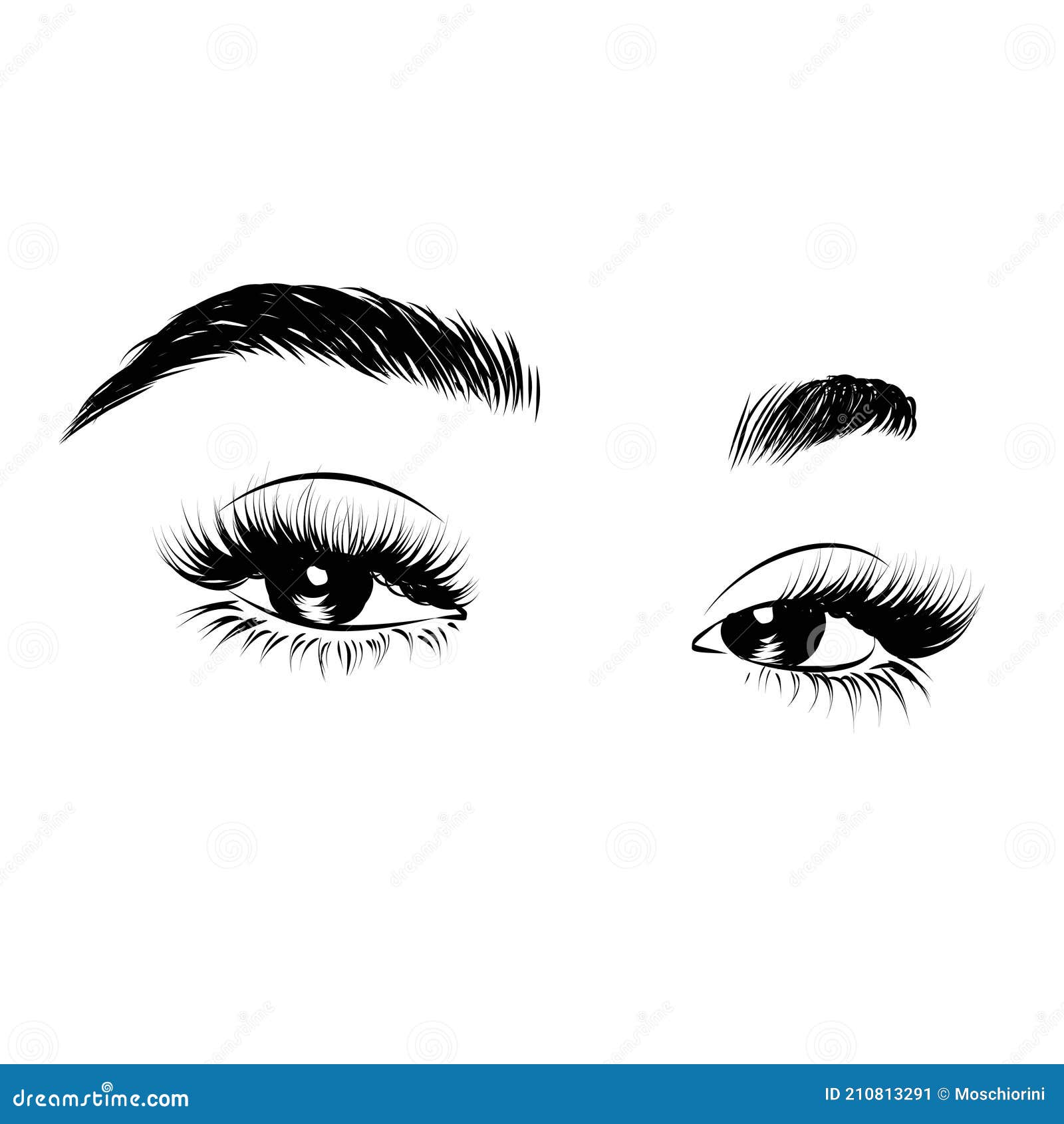Sleek Fashion Illustration of the Eye with Luxe Makeup Natural Eyebrow. Hand Drawn Idea for Business Visit Cards, Templ Stock Vector - Illustration of makeup, liner: 210813291