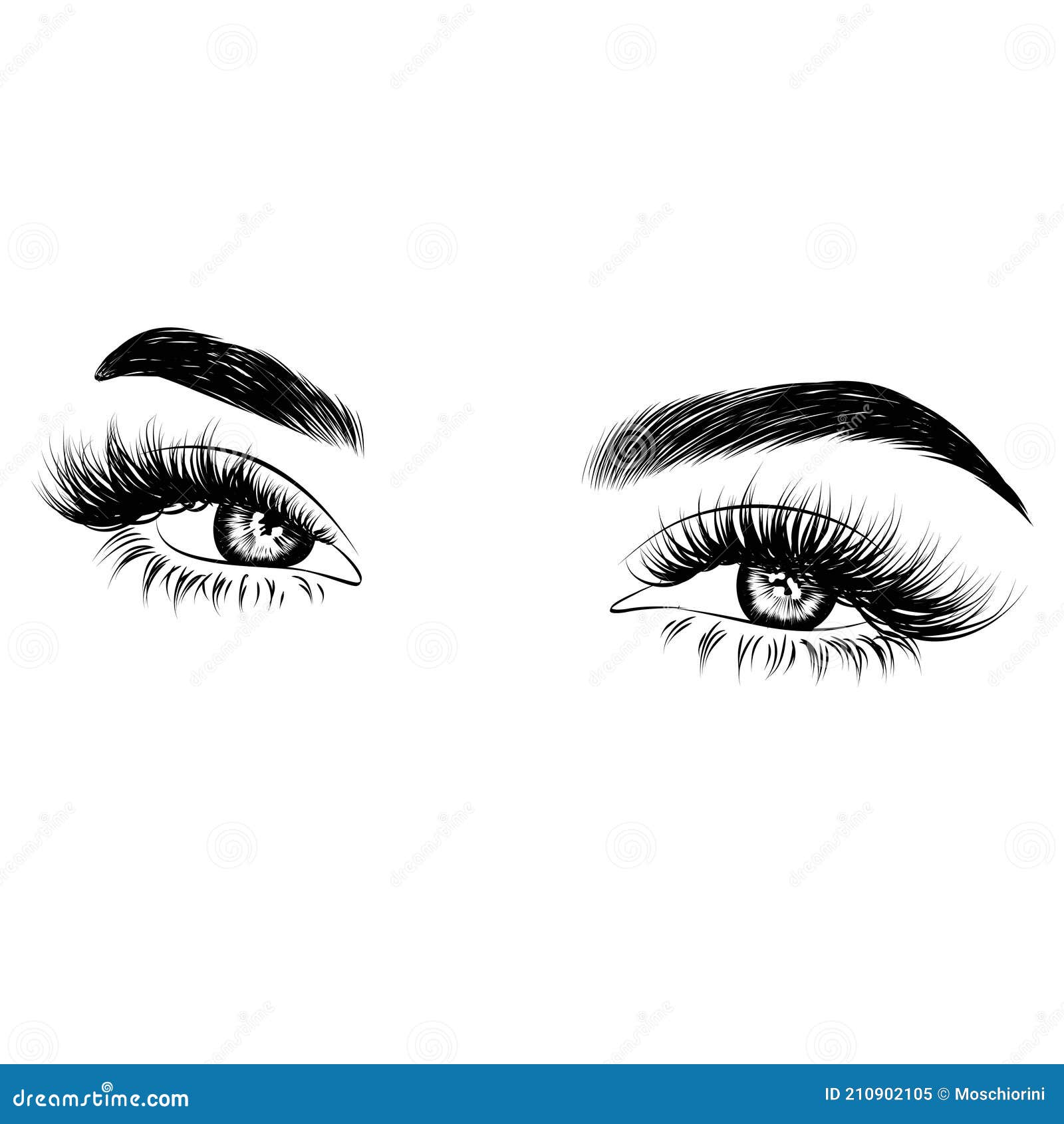 Girl Eyes, Eyes on a White Background. a Glance, a Wink Stock Vector -  Illustration of black, eyesight: 157013383