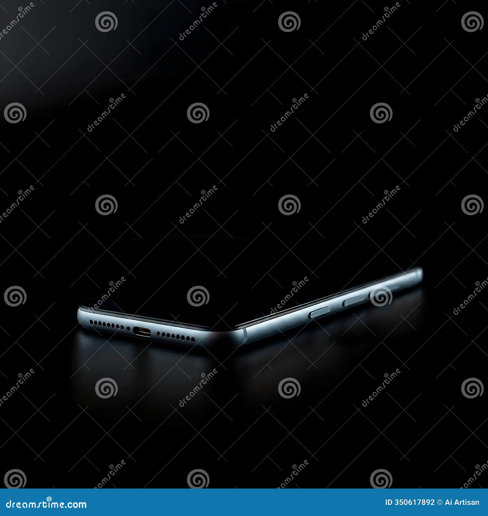 ai generated image of a light gray smartphone on a dark surface