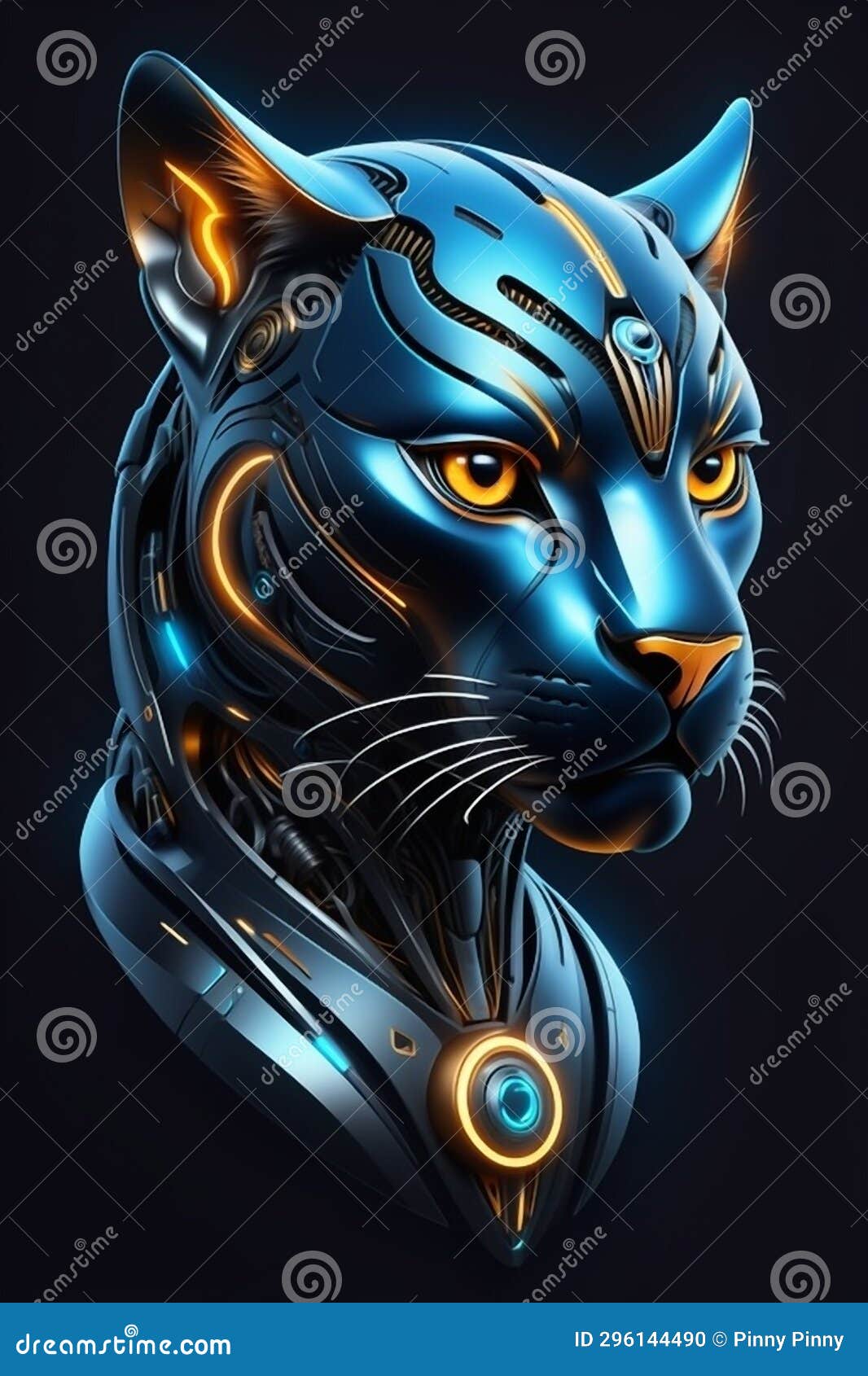 sleek logo  for a tech startup with futuristic, featuring a stylized robotic phanter, conveying speed and innovation, animal