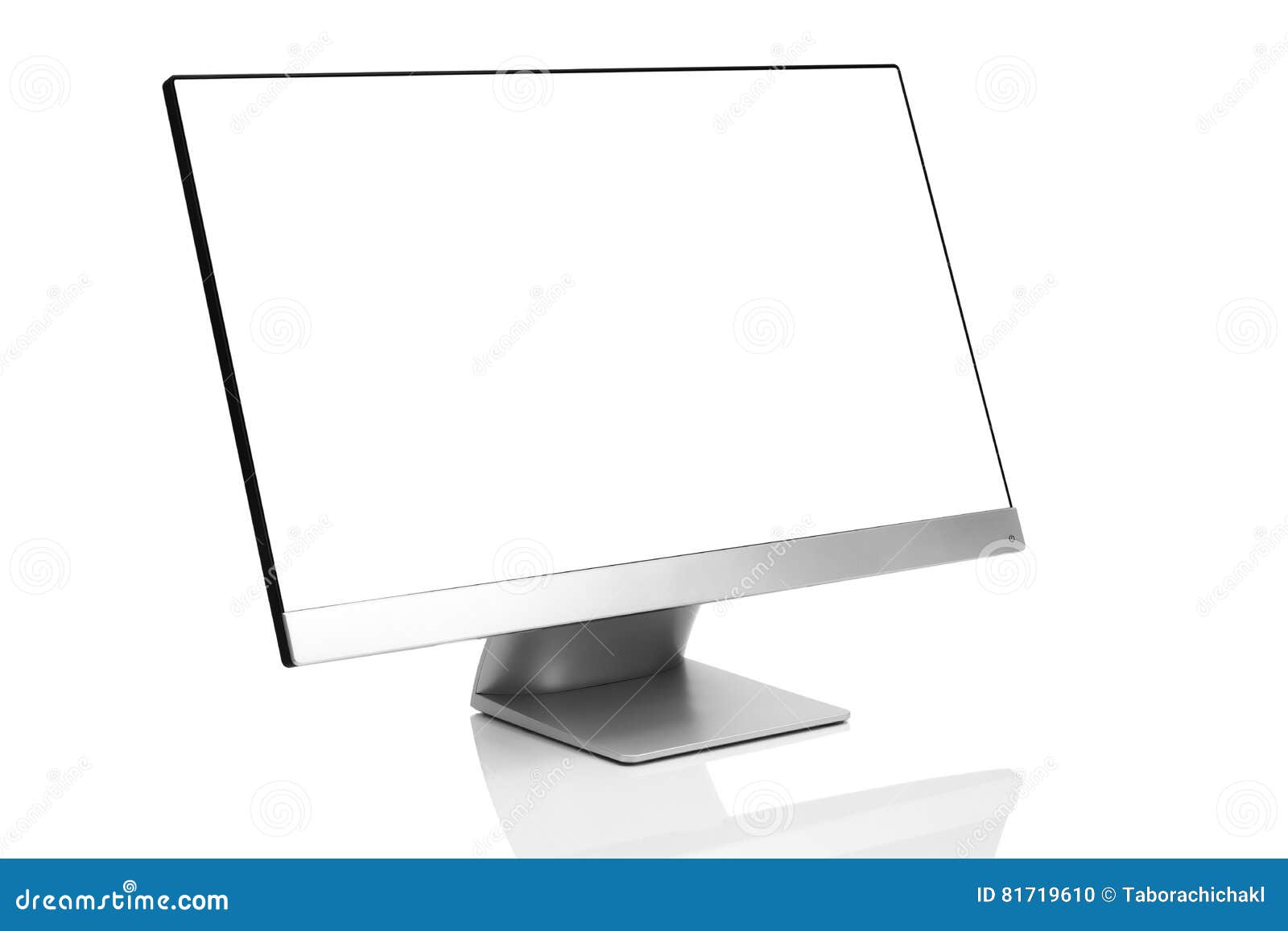 sleek modern computer display on white background with reflection