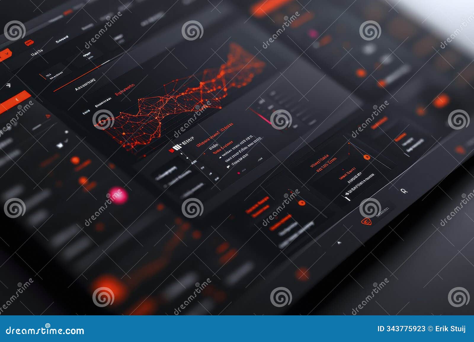 a sleek, modern data dashboard with vivid charts, maps, and annotated graphics