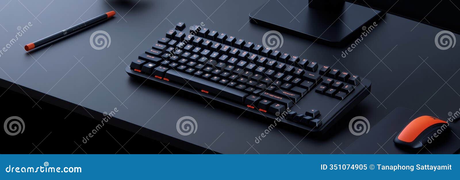 sleek modern keyboard setup technology efficiency workspace gaming  clean aesthetic modern tech