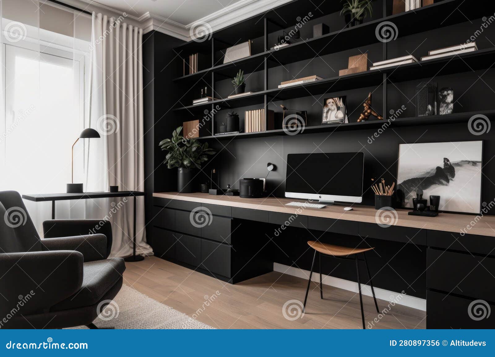 A Sleek and Organized Office with a Minimalistic Aesthetic Stock