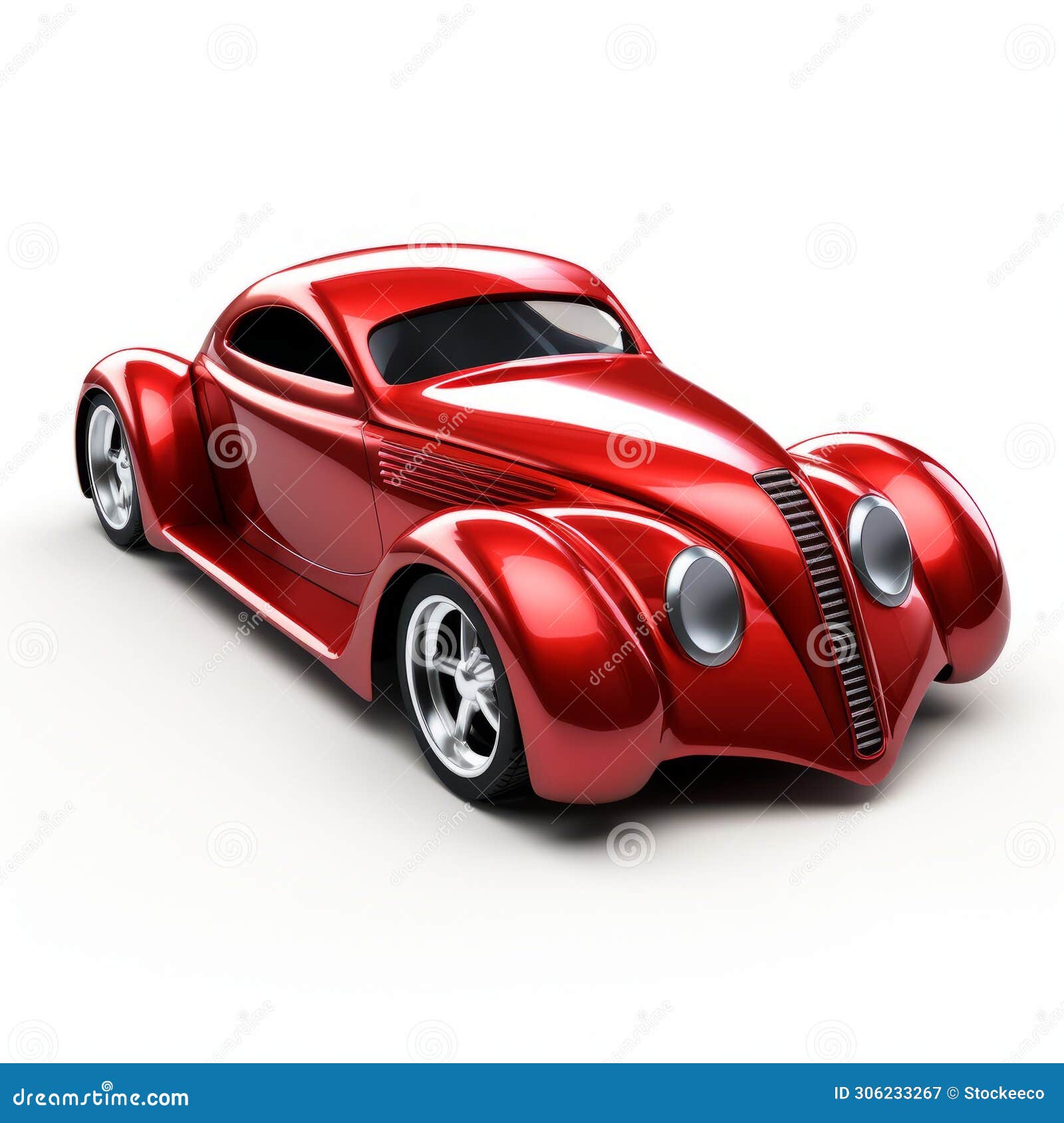 sleek red hot rod car on white background