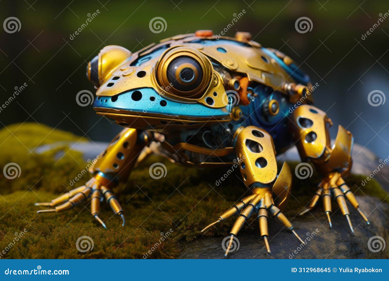 sleek robotized modern frog. generate ai