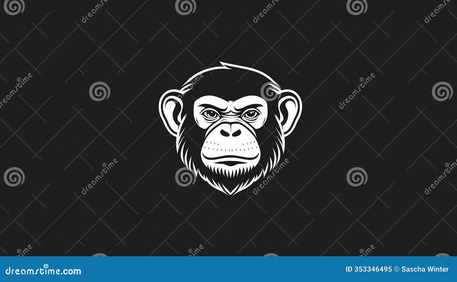 a sleek and stylish black-and-white  logo featuring a refined depiction of a monkey. generative ai