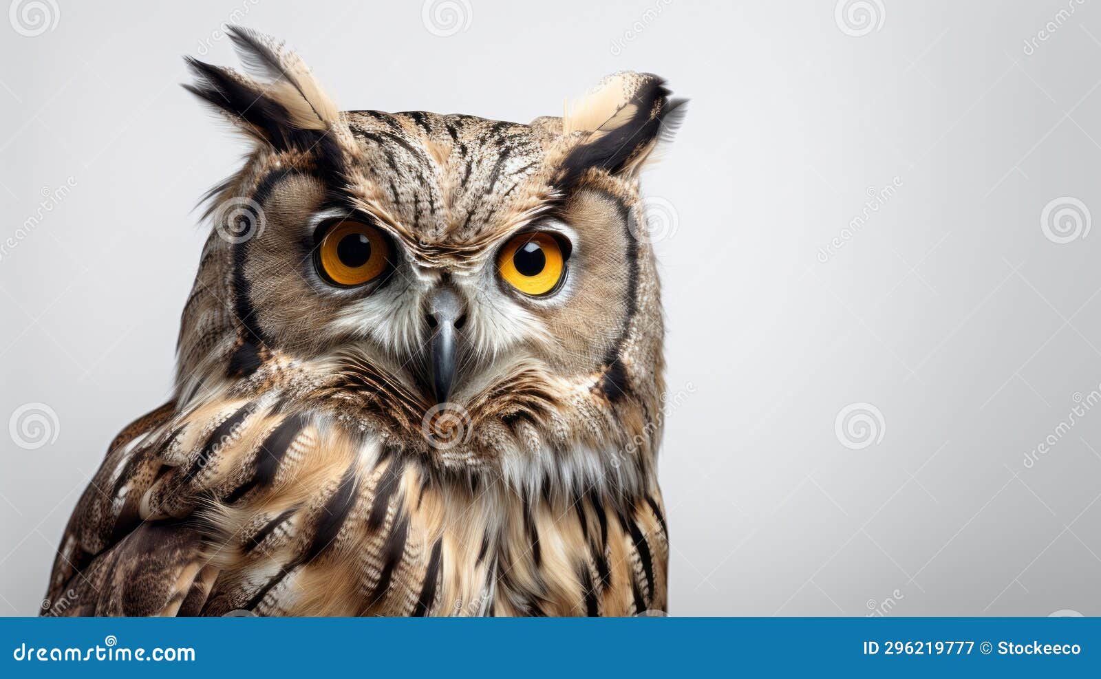 sleek and stylized eagle owl in the wild with yellow eyes