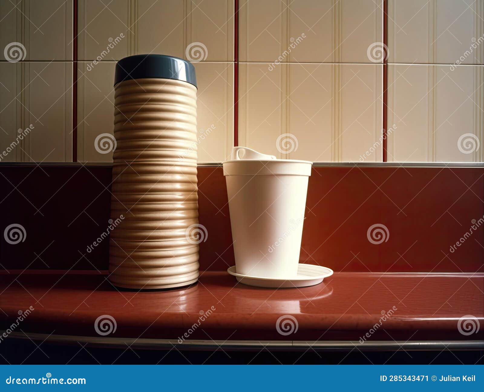 Sleek Water Cooler with Paper Cup Stock Illustration Illustration of