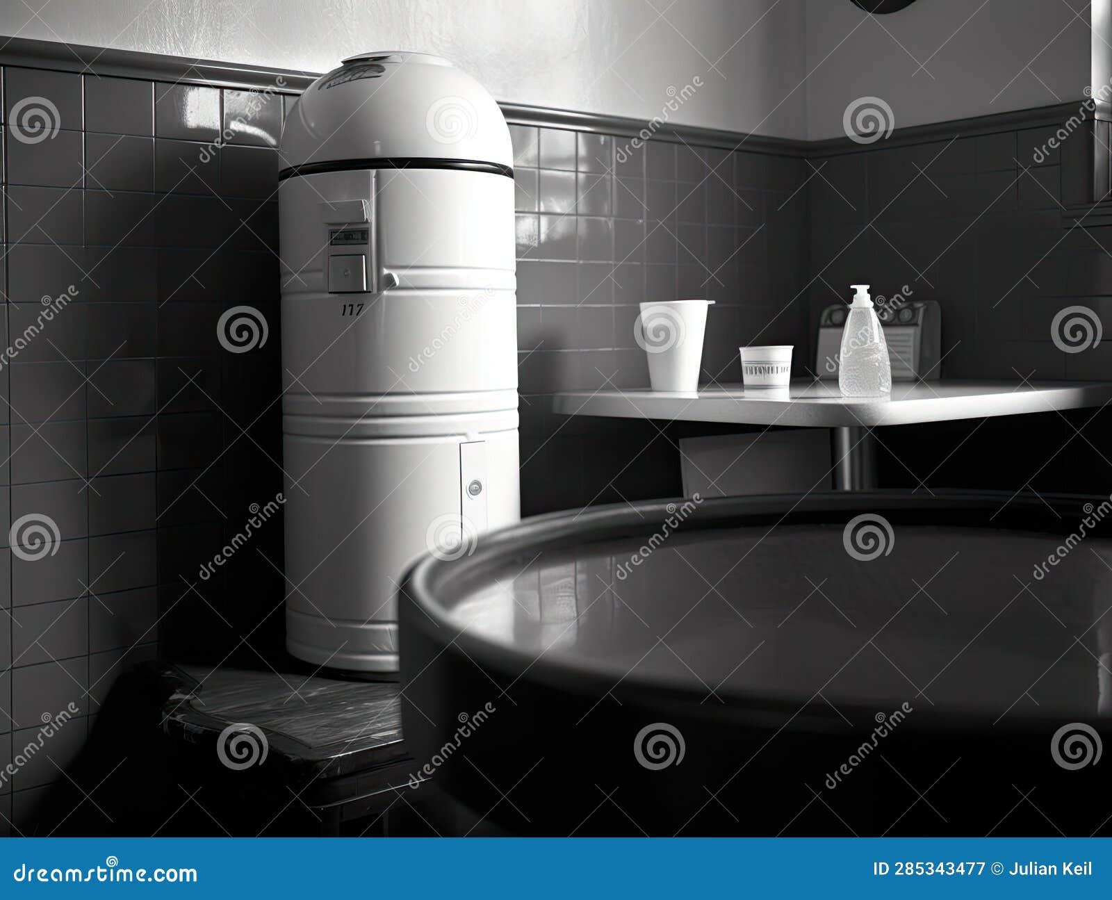 Sleek Water Cooler with Paper Cup Stock Illustration Illustration of