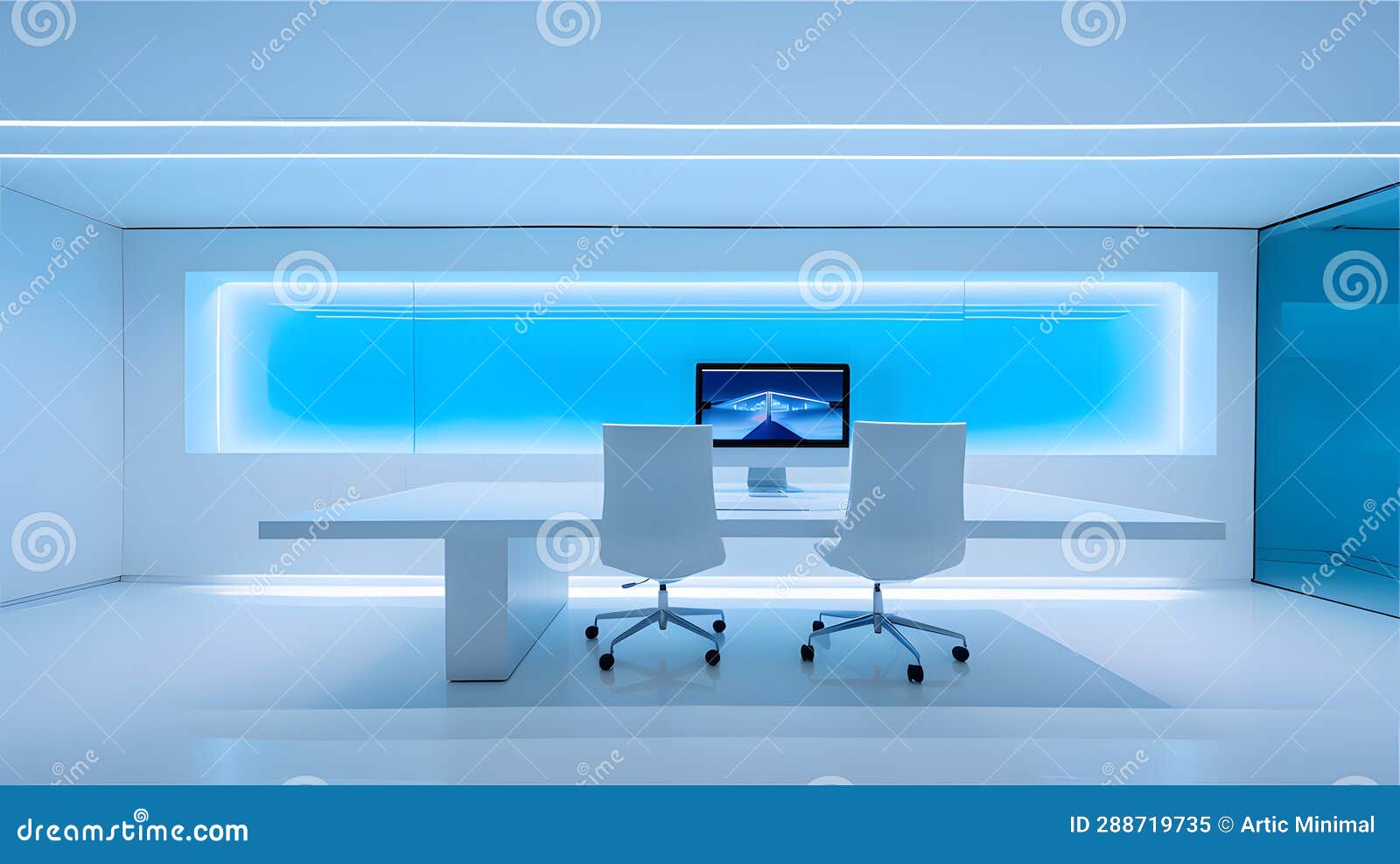 Sleek White Office Setup with Monitor Stock Illustration Illustration