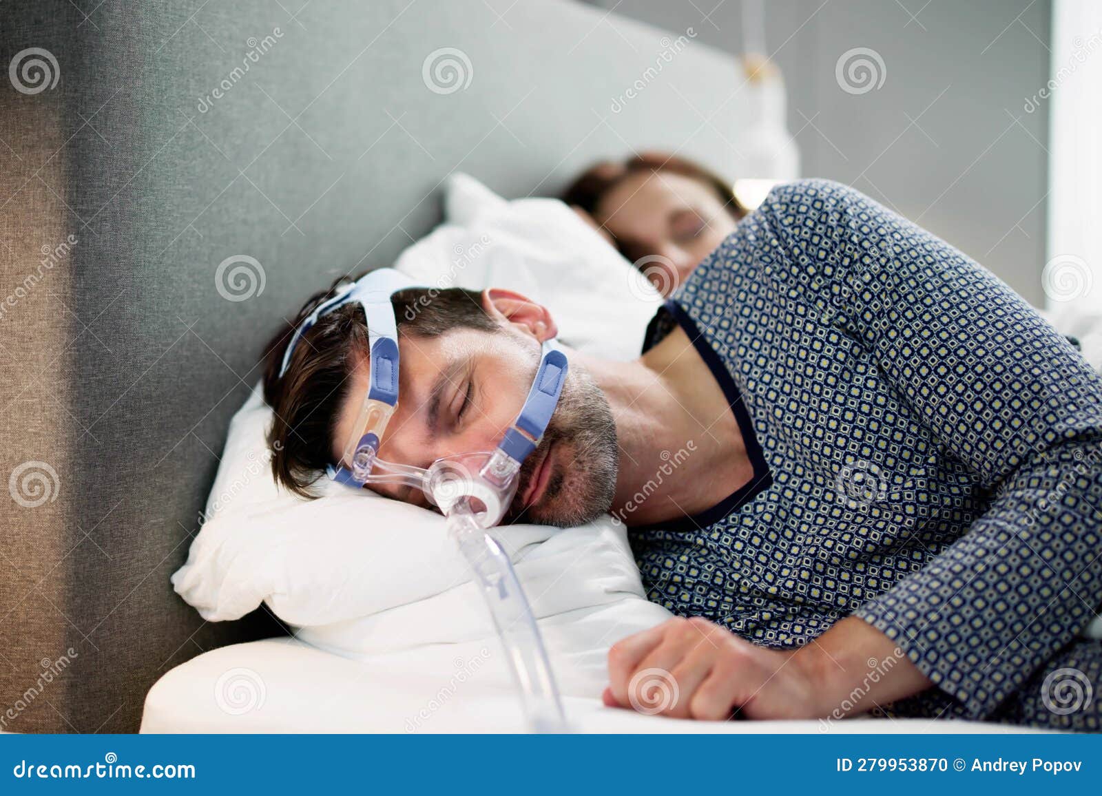 Sleep Apnea Oxygen Mask Equipment Stock Photo - Image of insomnia ...