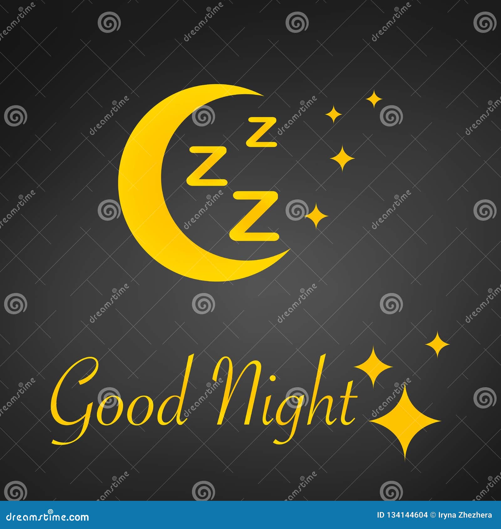 Sleep Design Background, Zzz Moon, Good Night Sign and Stars, Vector ...