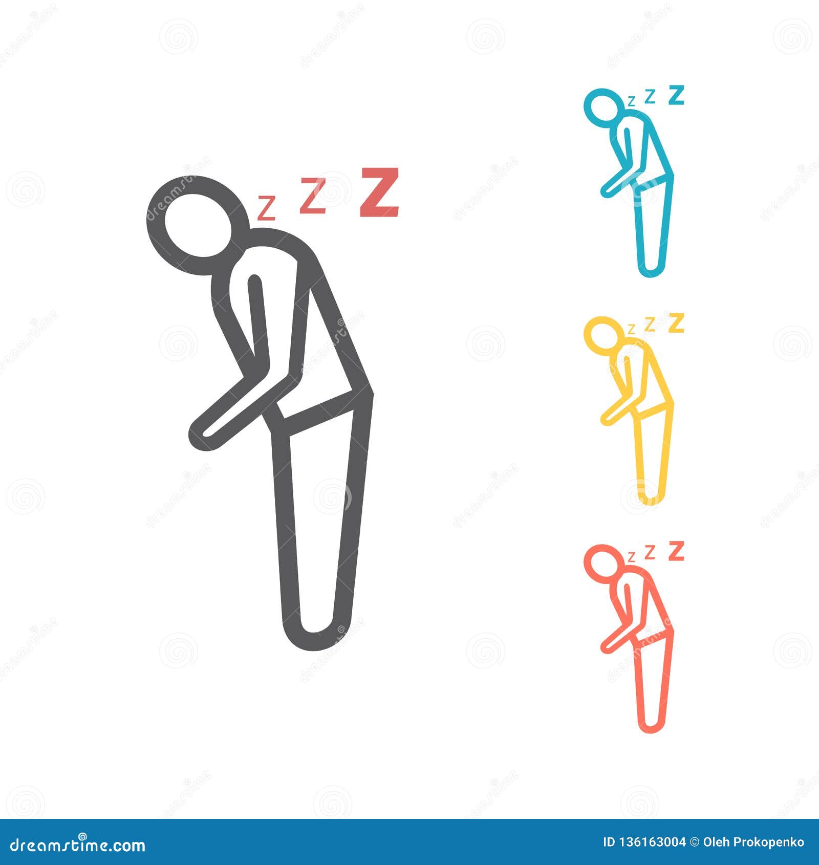 sleepiness line icon. sleeping man.  sign for web graphics.
