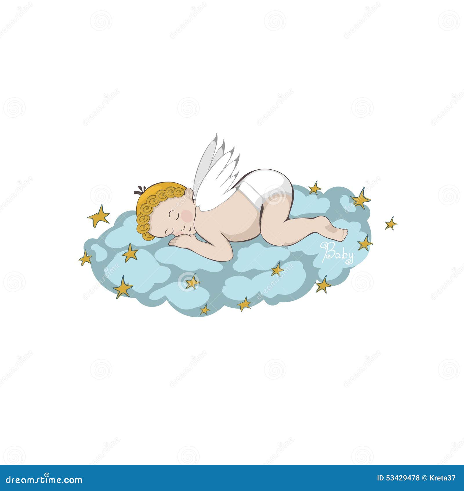 Download Sleeping Angel On The Cloud Stock Vector - Illustration of ...