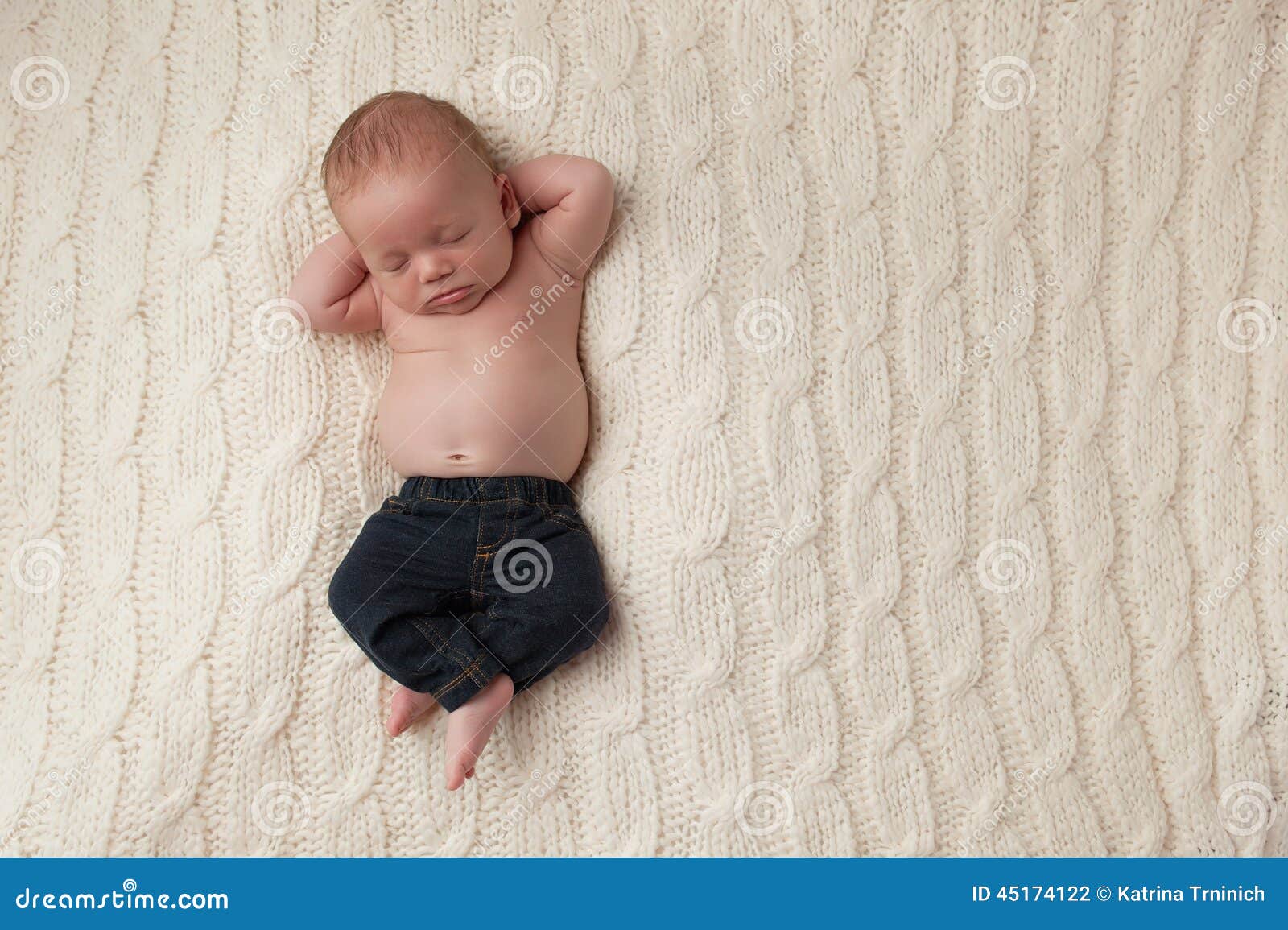 Sleeping Baby Boy Wearing Jeans Stock Photo - Image of innocent, sleeping:  45174122