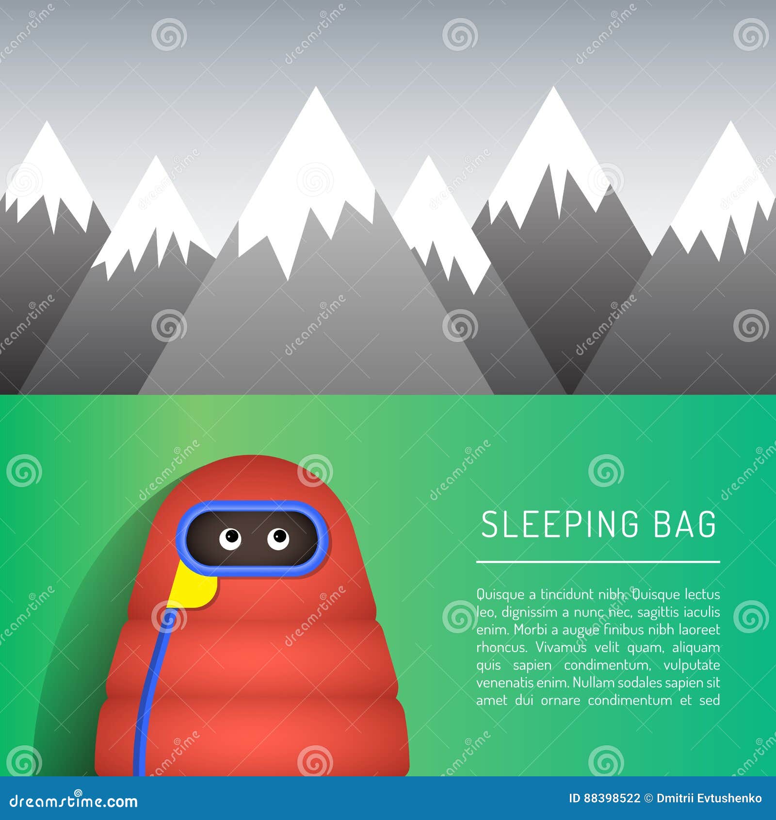 Sleeping bag illustration stock vector. Illustration of bedding 88398522