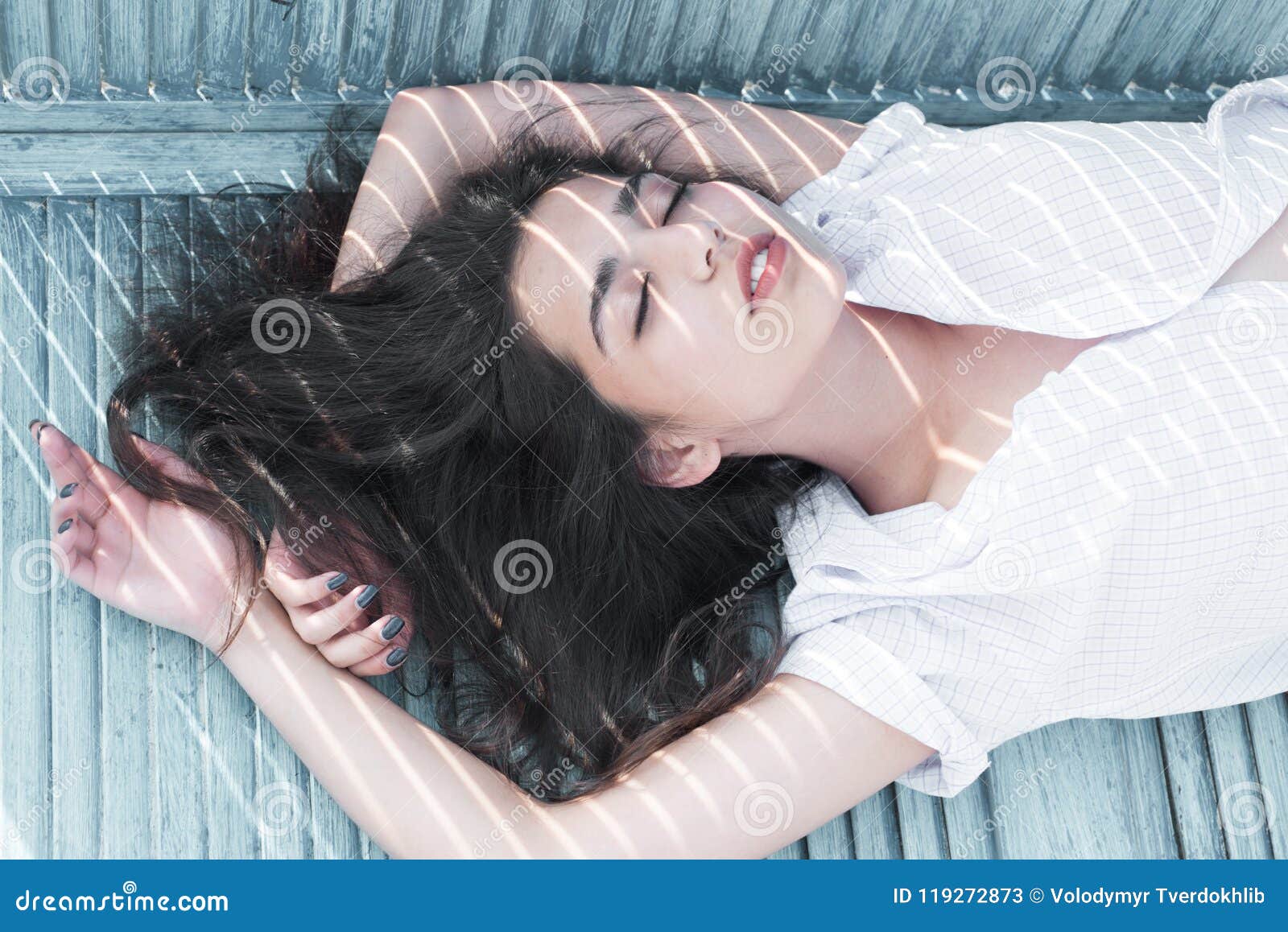 Sleeping Beauty. Woman with Long Hair Sleep on Bench. Arabian Woman Relax  with Closed Eyes, Pure Look Stock Image - Image of beauty, cute: 119272873