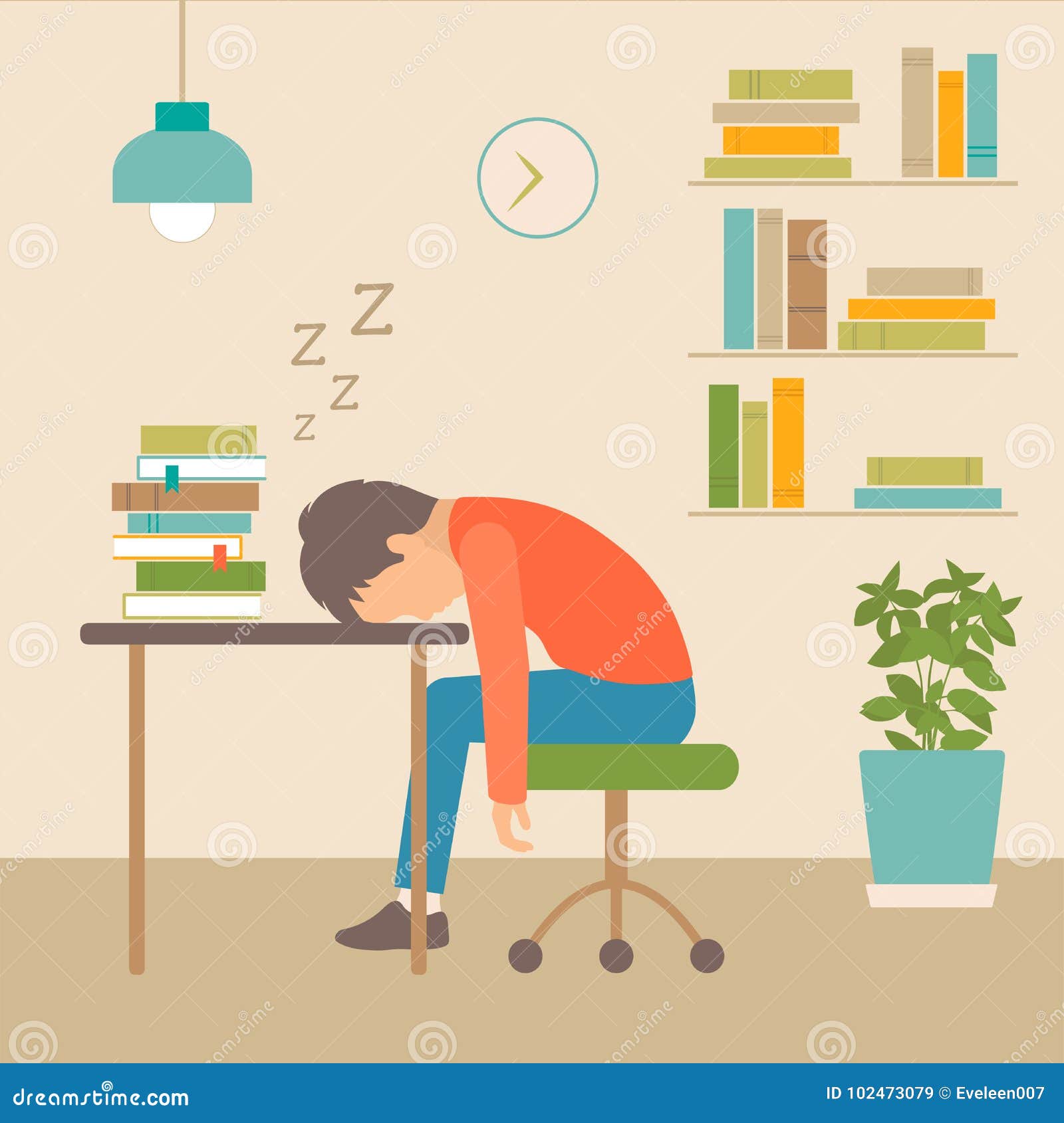 sleeping at desk clipart