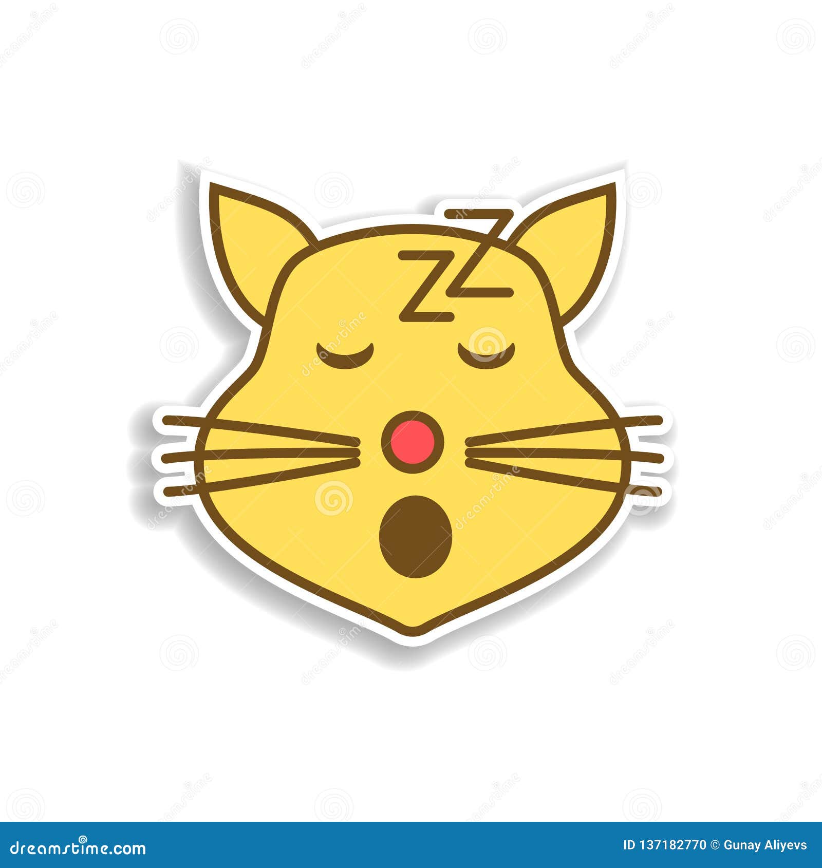 Sleeping Cat Colored Emoji Sticker Icon. Element of Emoji for Mobile