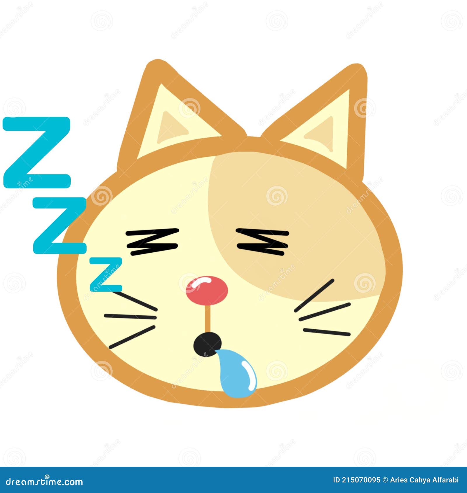 Sleeping Cat Expression Emoji Stickers Stock Illustration