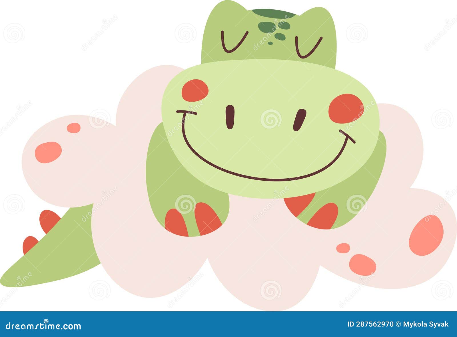 Sleeping Dinosaur Baby on Cloud Stock Illustration Illustration of