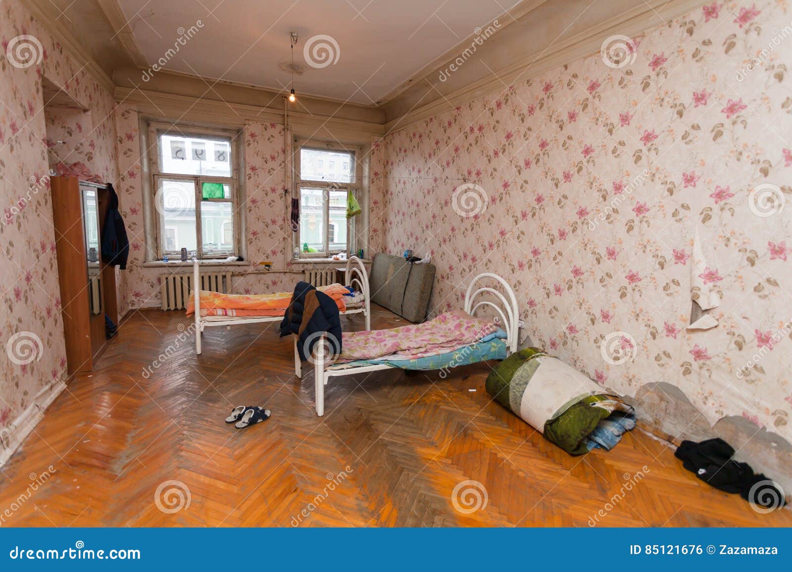 Sleeping and Eating Area for Refugees in the Temporary Apartment for