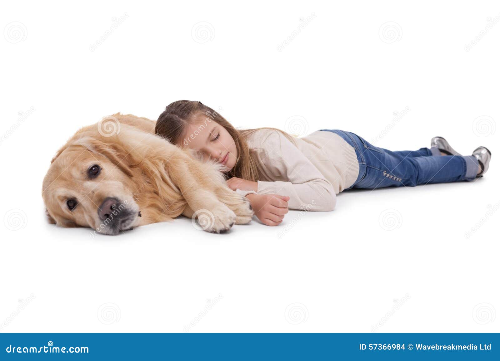 Sleeping Girl with Her Pet Dog Stock Photo Image of happy, sleeping