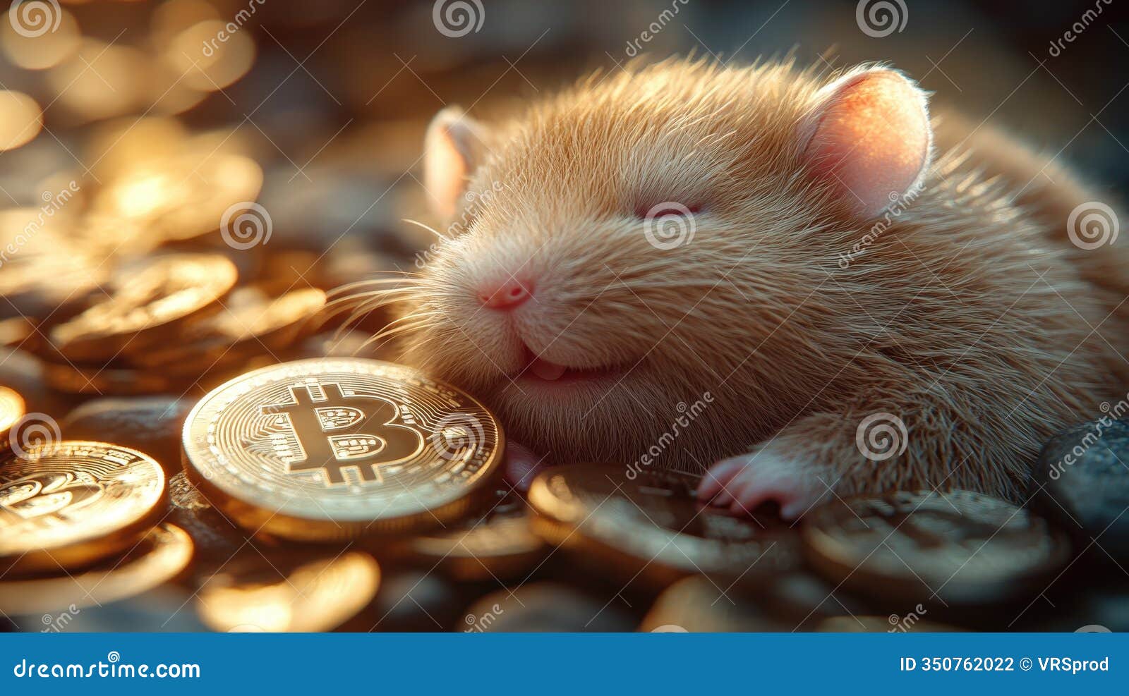 Sleeping Hamster on Bitcoin Coins, Financial Concept Stock Photo - Image of  whimsy, bitcoin: 350762022