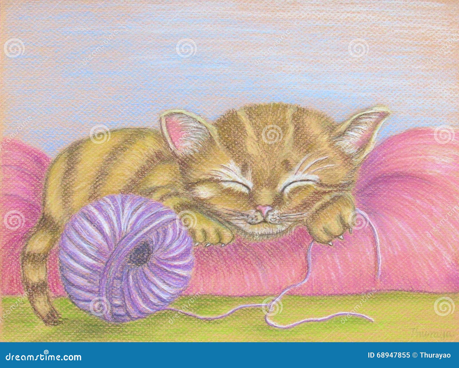Sleeping Kitten stock illustration. Illustration of pink 68947855