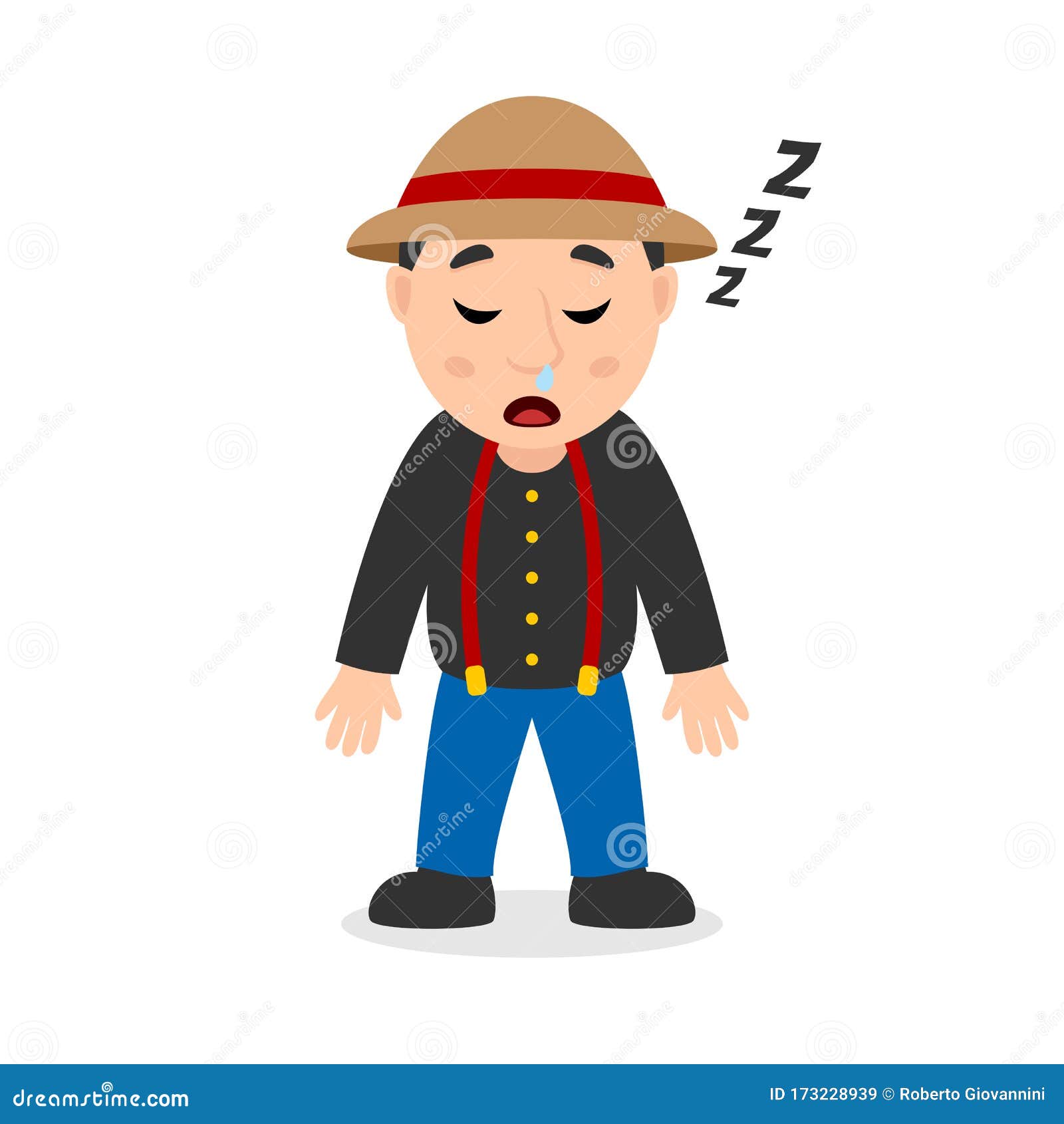 Download Sleeping Male Farmer Cartoon Character Stock Vector ...