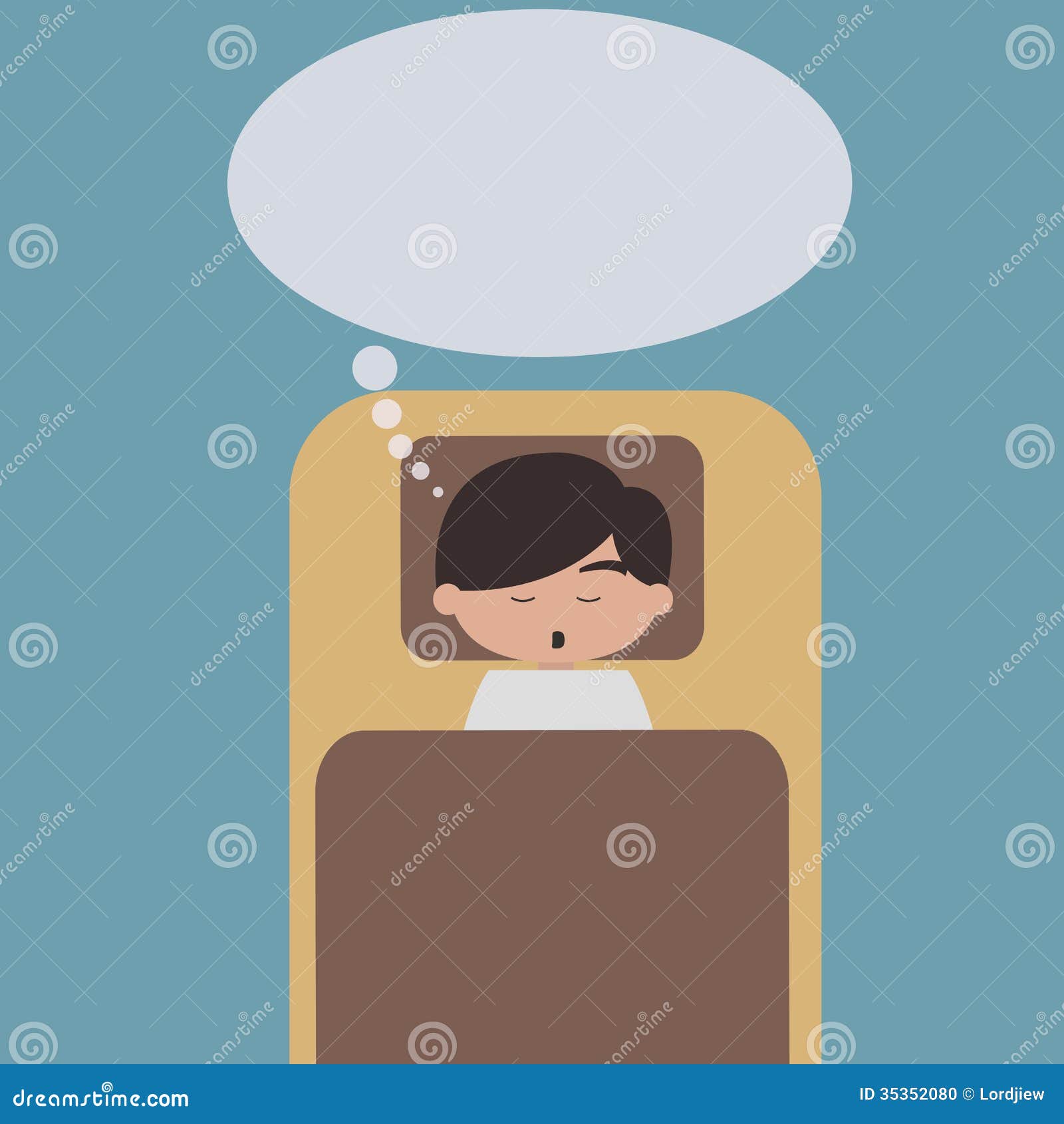 Sleeping Man with Speech Bubble Stock Vector - Illustration of pajamas ...