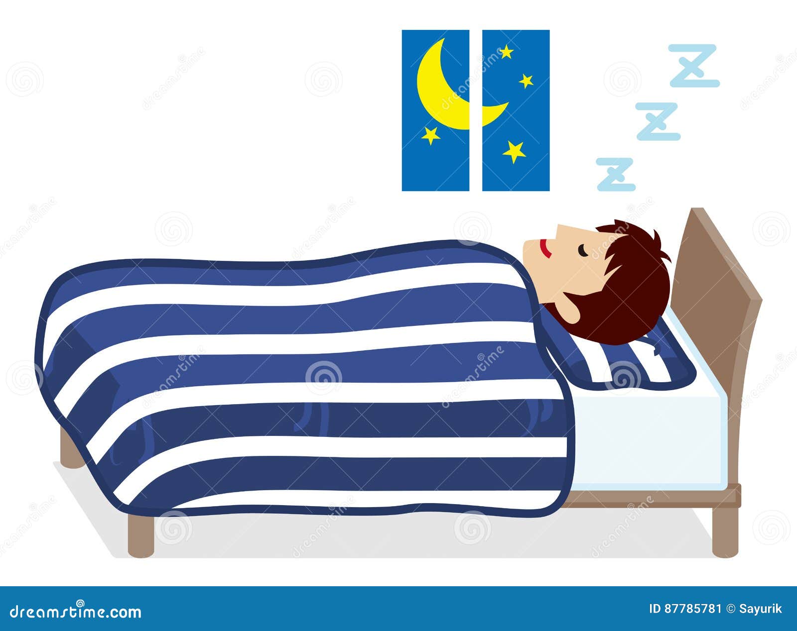 Sleeping Men- Navy Blue Color Bedclothes Stock Vector - Illustration of ...