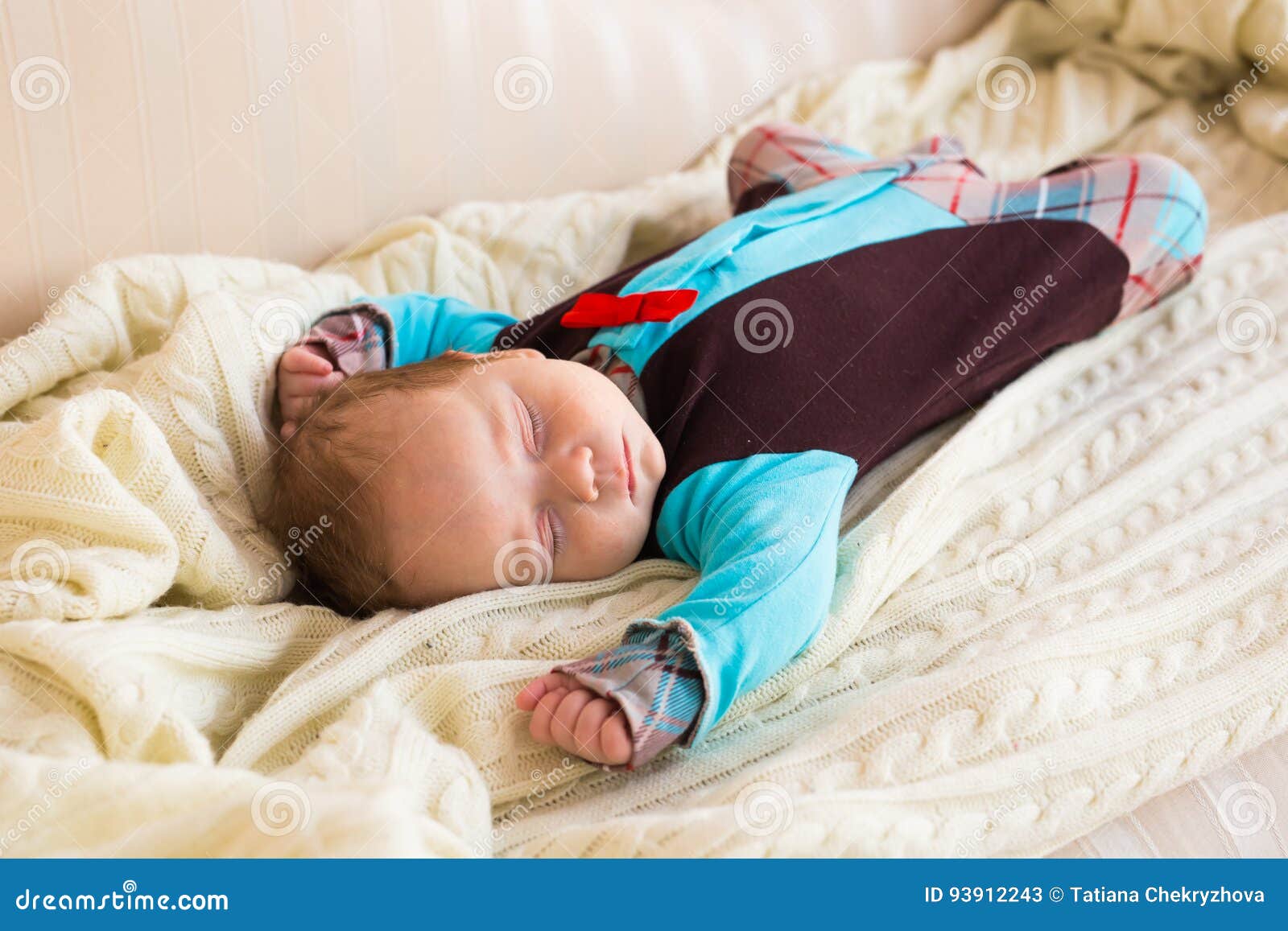 Sleeping Newborn Baby on a Blanket Stock Image Image of curled, grey