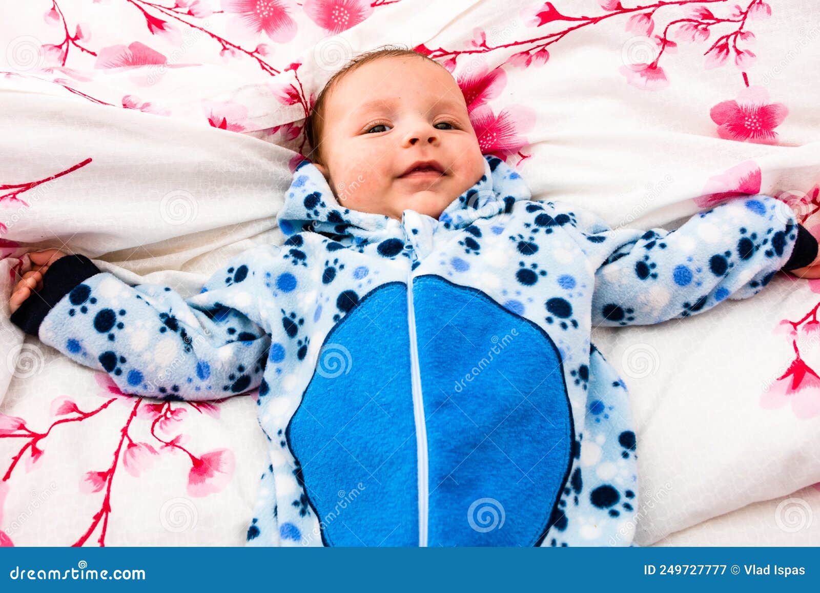 Sleeping Newborn Baby Boy in Bed. Newborn Baby Editorial Photography