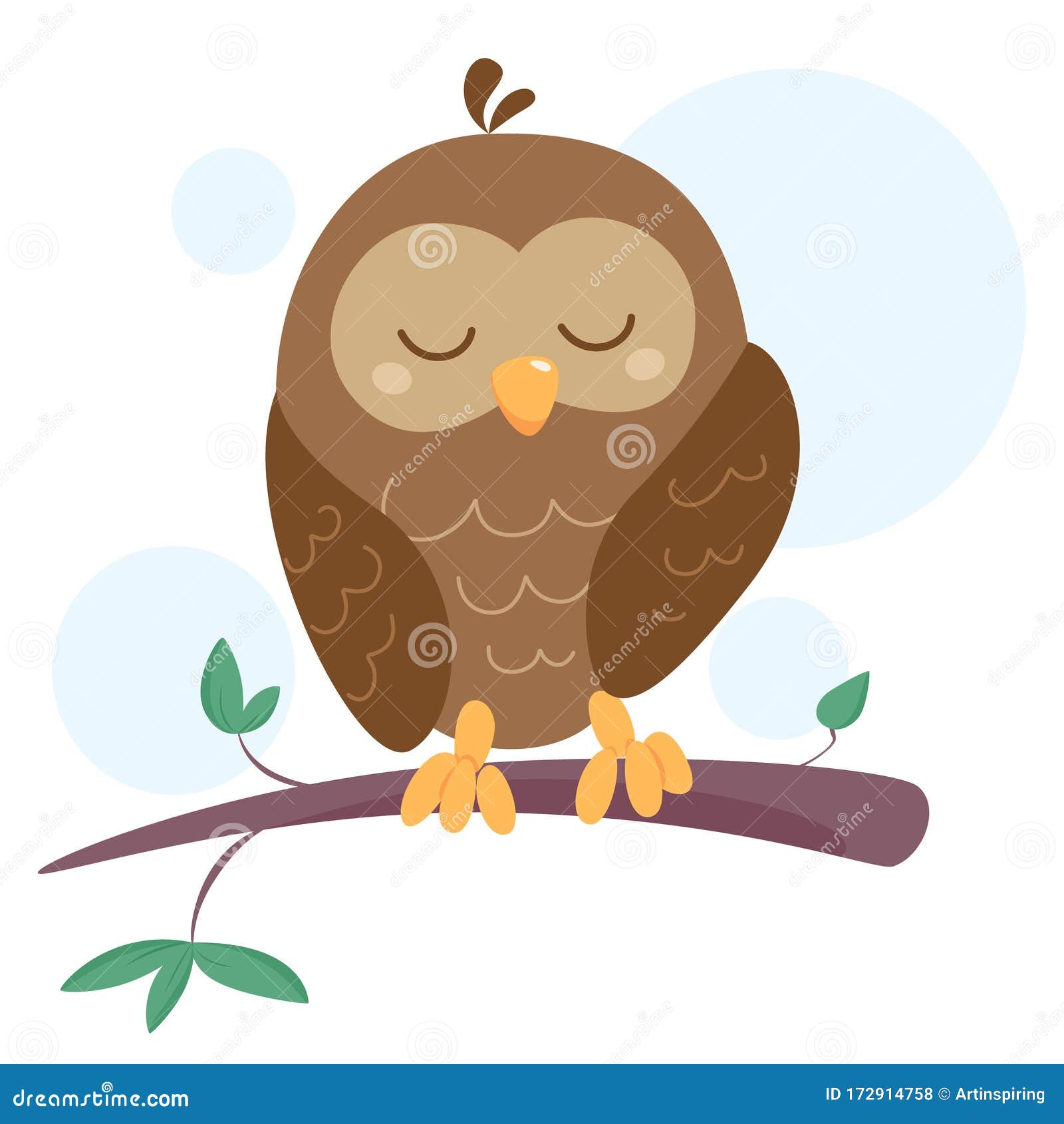 Sleeping Owl Bird. Night Predator in Wildlife Stock Vector - Illustration  of bird, animal: 172914758