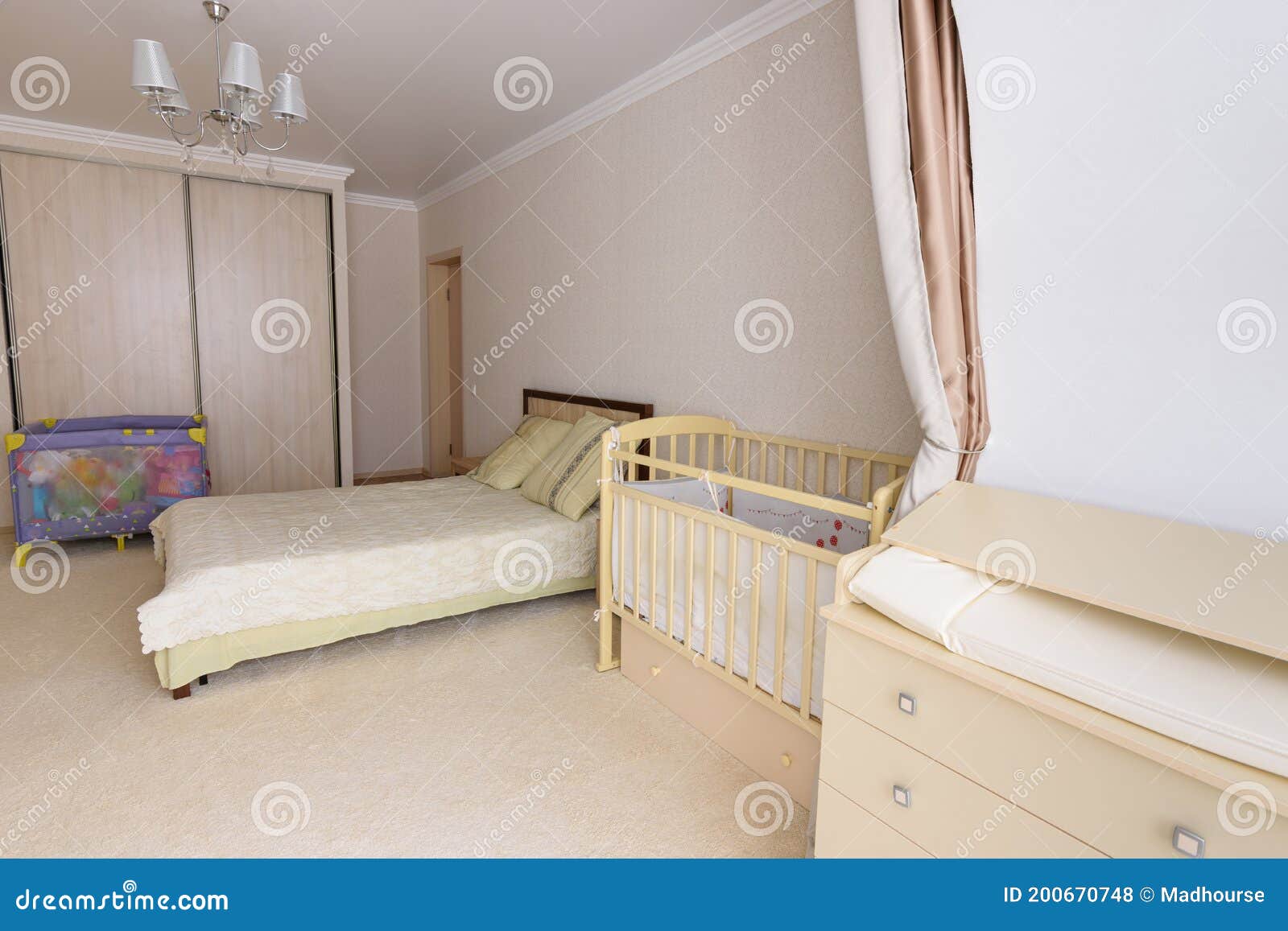 Double Bed Room With Baby Cot Stock Photo Image Of Hotel, Baby