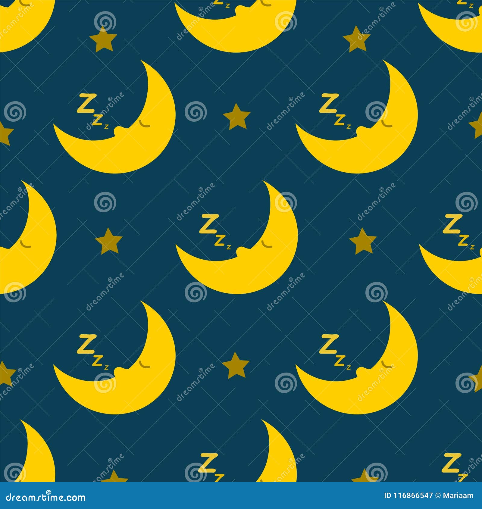 Sleeping and Snoring Moon Seamless Pattern Stock Vector - Illustration