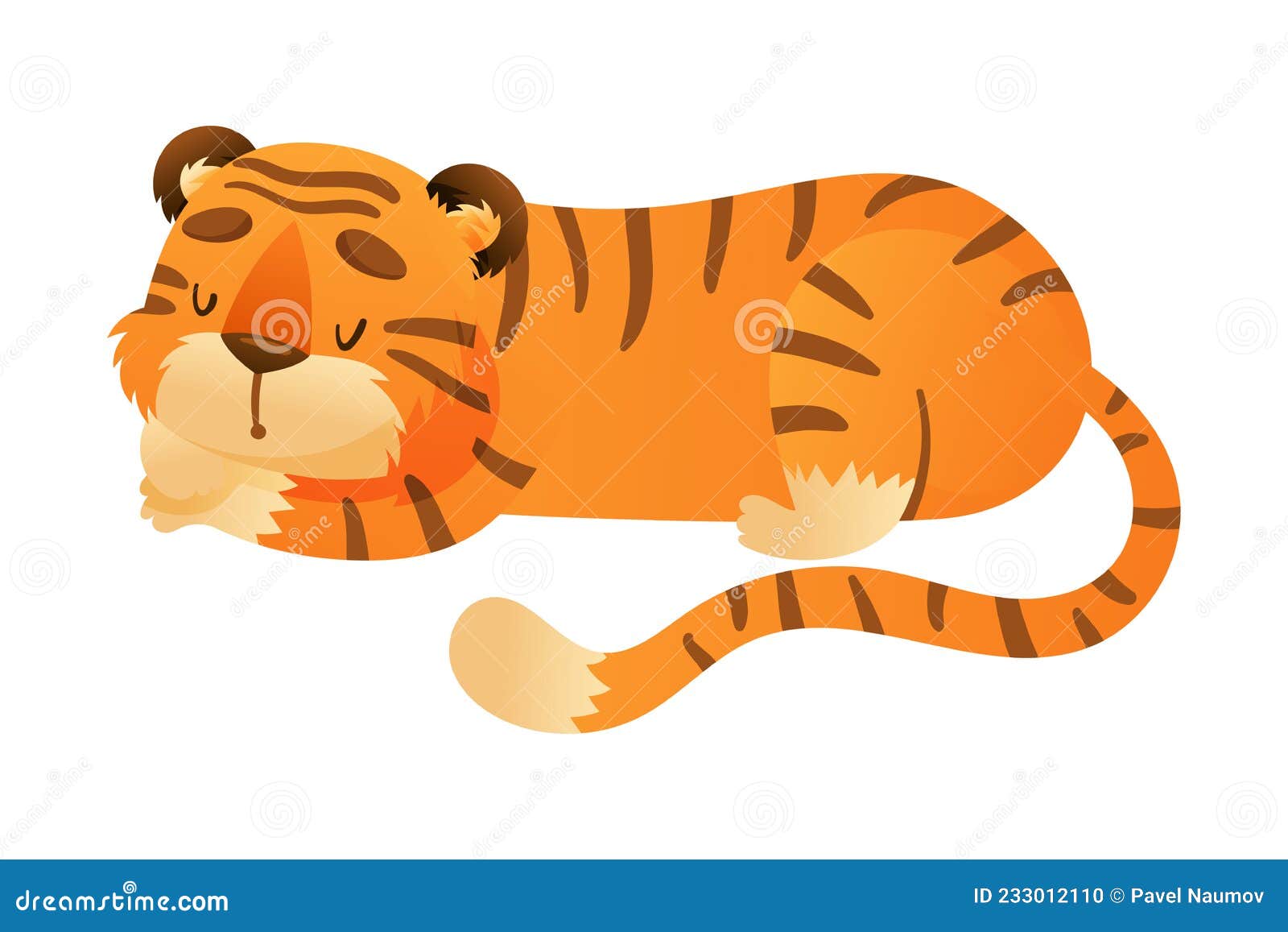 Sleeping Tiger. Cute Wild Jungle Predator Animal Cartoon Vector  Illustration Stock Vector - Illustration of nature, young: 233012110